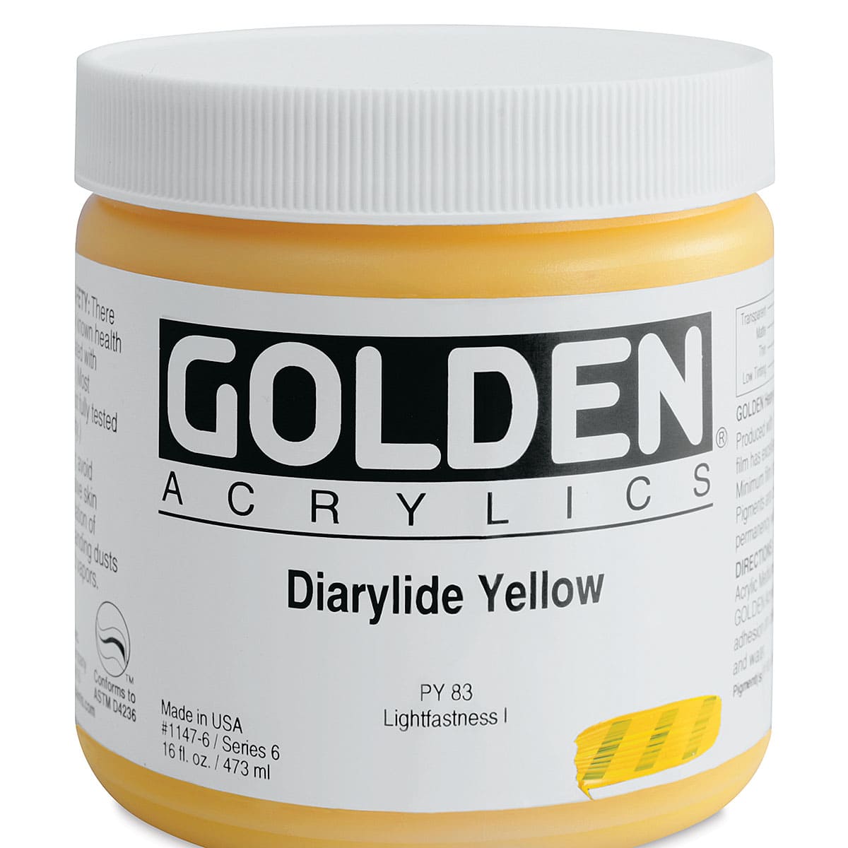Golden Heavy Body Artist Acrylics - Diarylide Yellow, 16 oz Jar