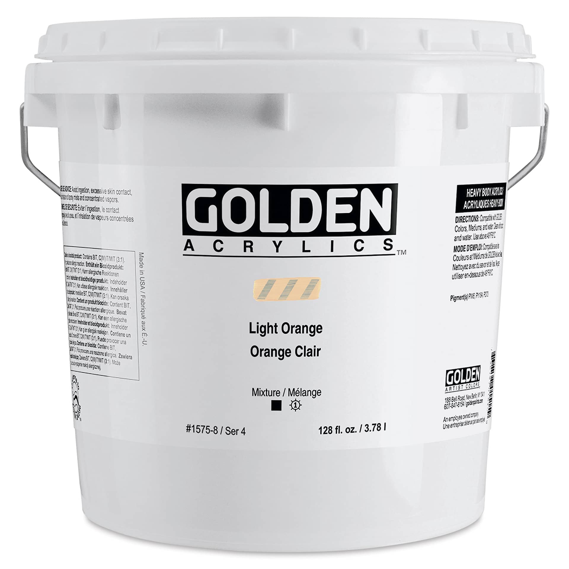 Golden Heavy Body Acrylic Paint - Light Orange, 128 oz Jar