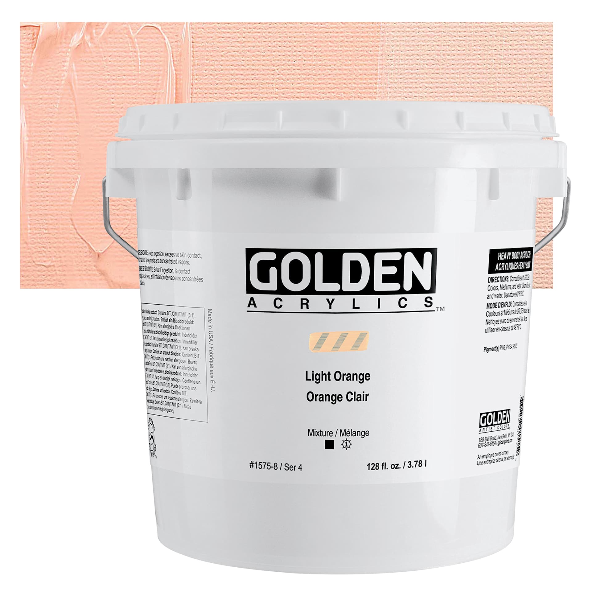 Golden Heavy Body Acrylic Paint - Light Orange, 128 oz Jar