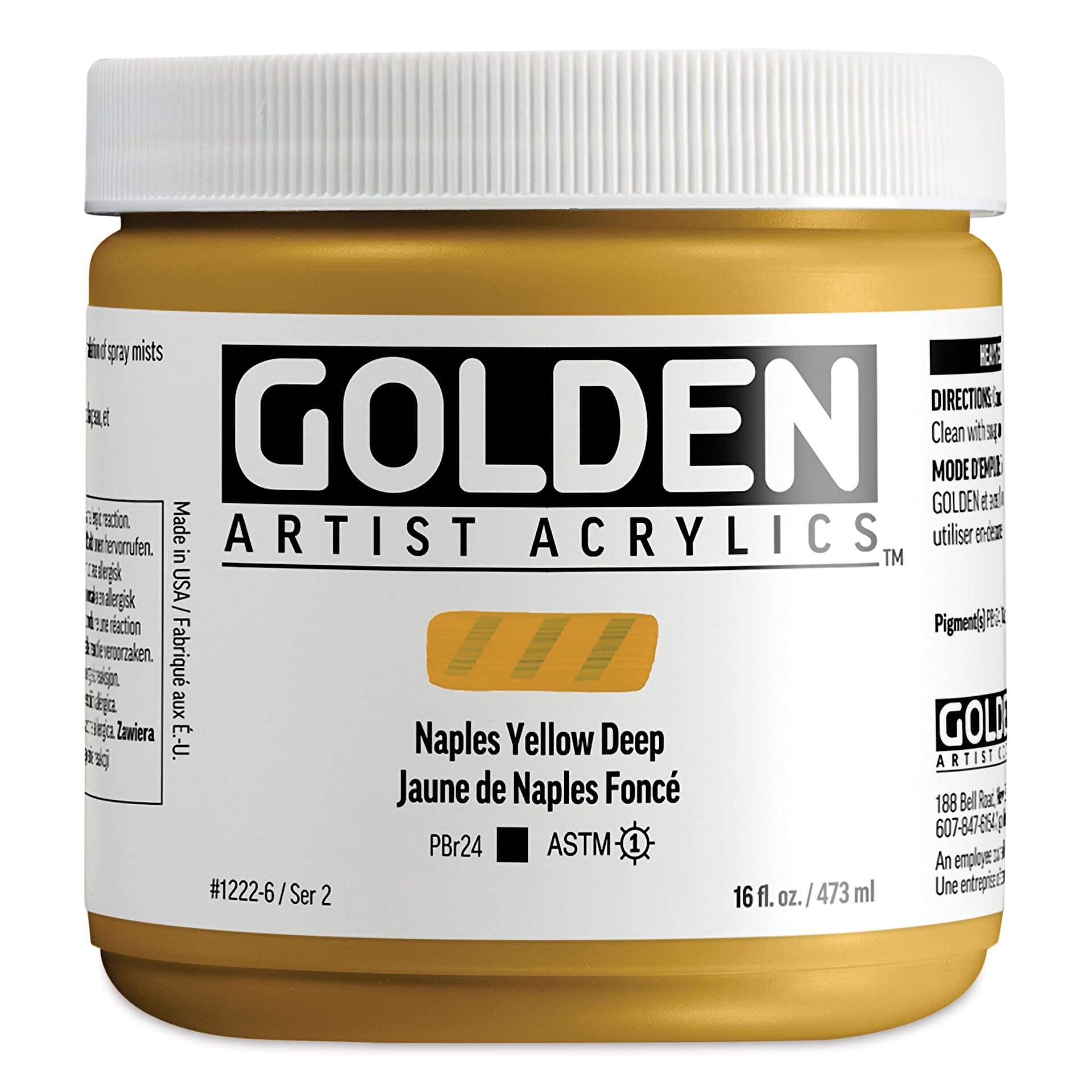 Golden Heavy Body Acrylic Paint - Naples Yellow Deep, 473 ml, Jar