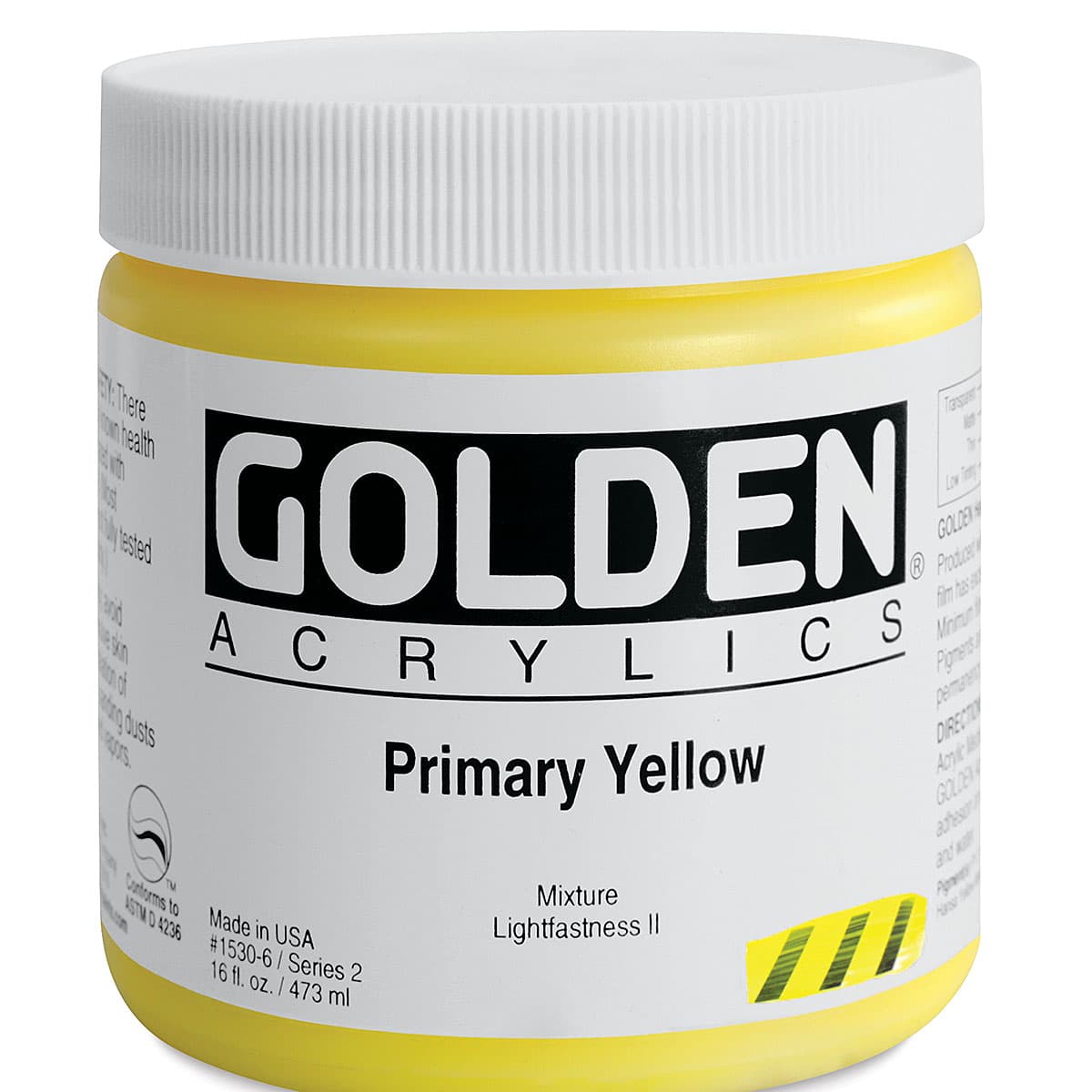 Golden Heavy Body Artist Acrylics - Primary Yellow, 16 oz jar