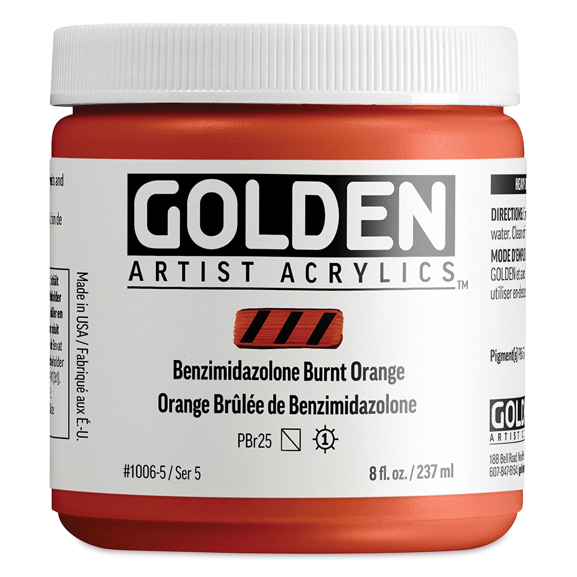 Golden Heavy Body Acrylic Paint - Benzimidazolone Burnt Orange, 237 ml Jar