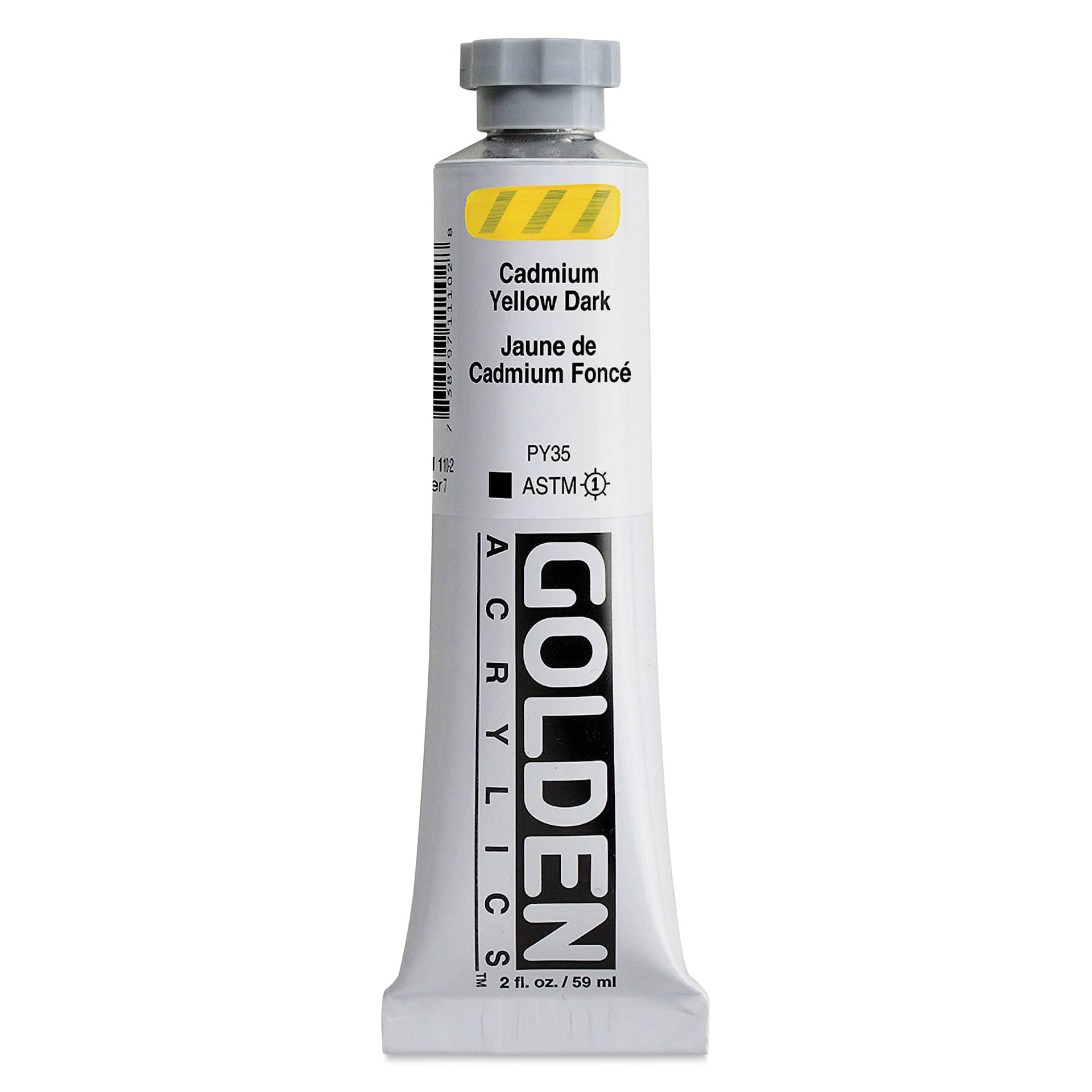 Golden Heavy Body Artist Acrylics - Cadmium Yellow Dark, 2 oz Tube