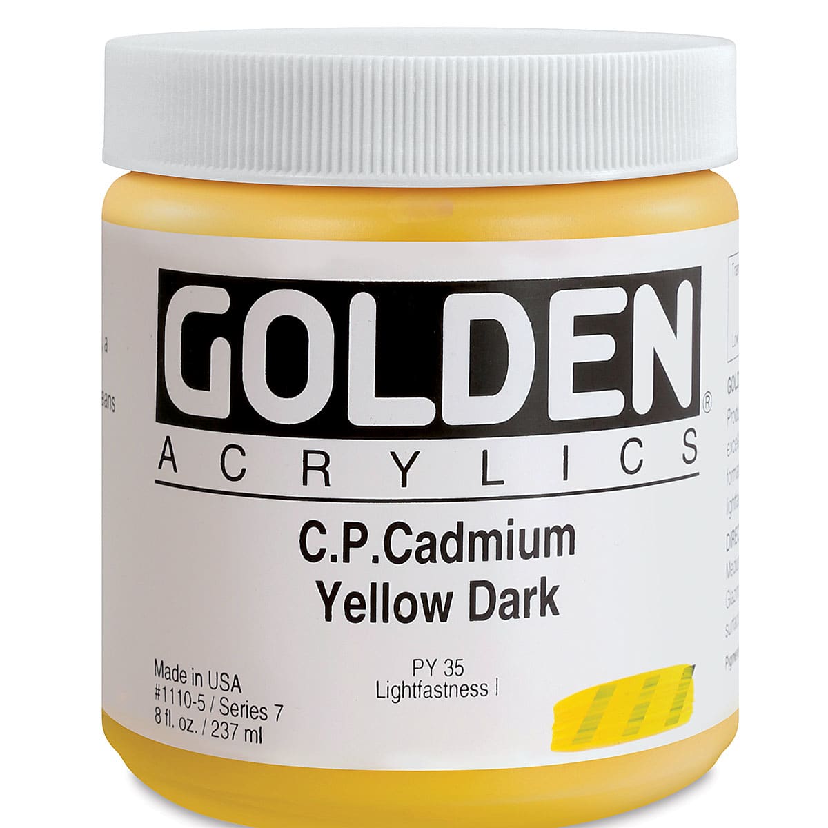 Golden Heavy Body Artist Acrylics - Cadmium Yellow Dark, 8 oz Jar