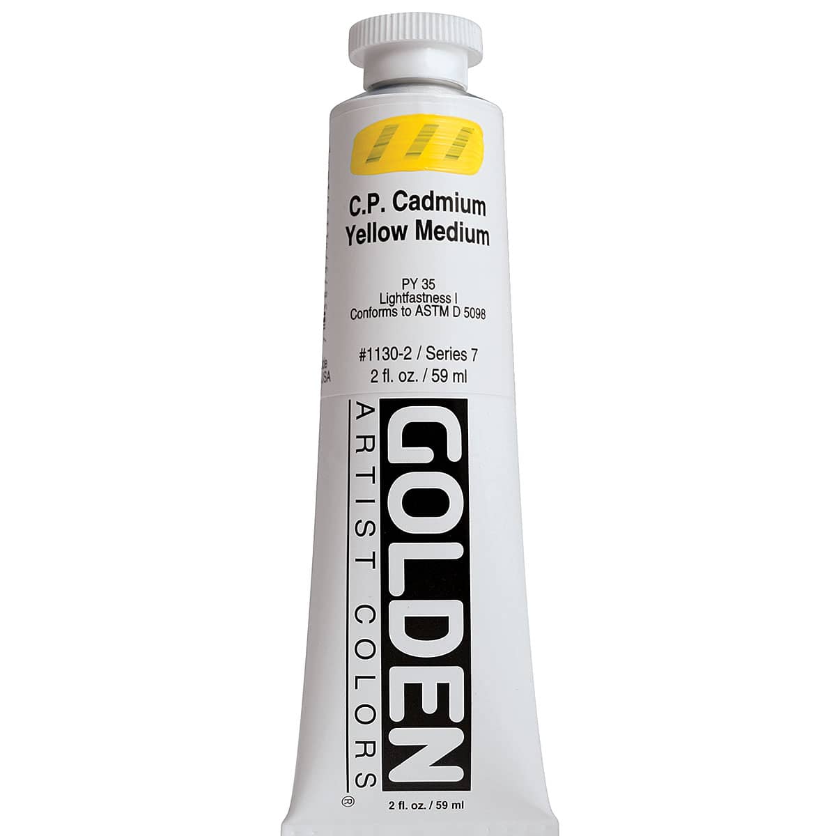 Golden Heavy Body Artist Acrylics - Cadmium Yellow Medium, 2 oz Tube