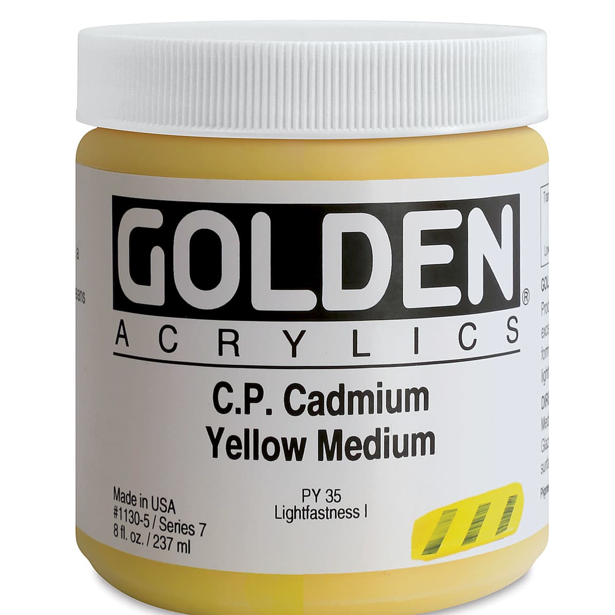 Golden Heavy Body Artist Acrylics - Cadmium Yellow Medium, 8 oz Jar