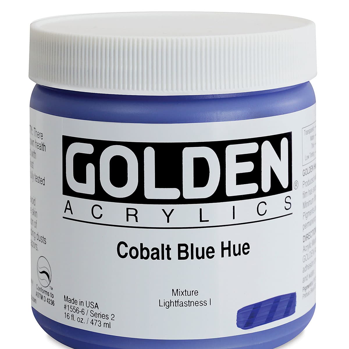 Golden Heavy Body Artist Acrylics - Cobalt Blue Hue, 16 oz Jar