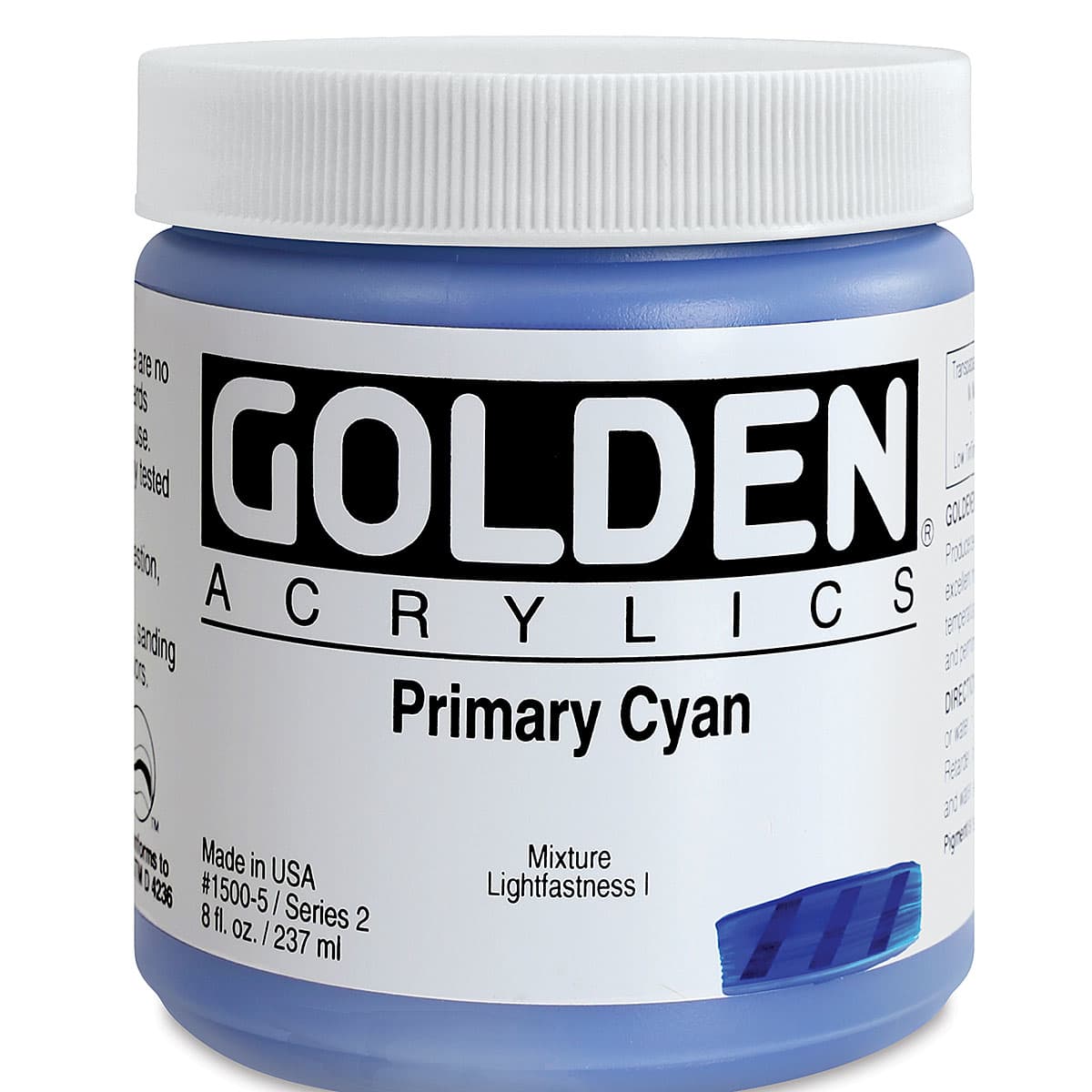 Golden Heavy Body Artist Acrylics - Primary Cyan, 8 oz Jar