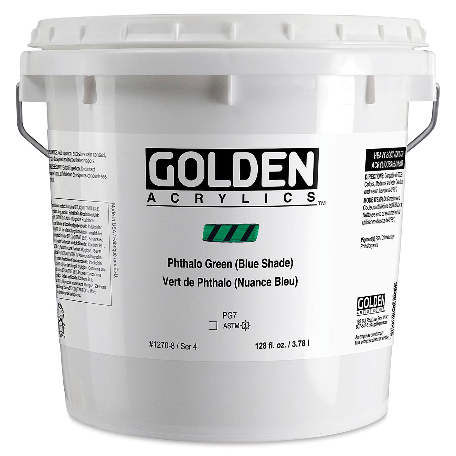 Golden Heavy Body Acrylic Paint - Phthalo Green (Blue Shade), 128 oz Jar