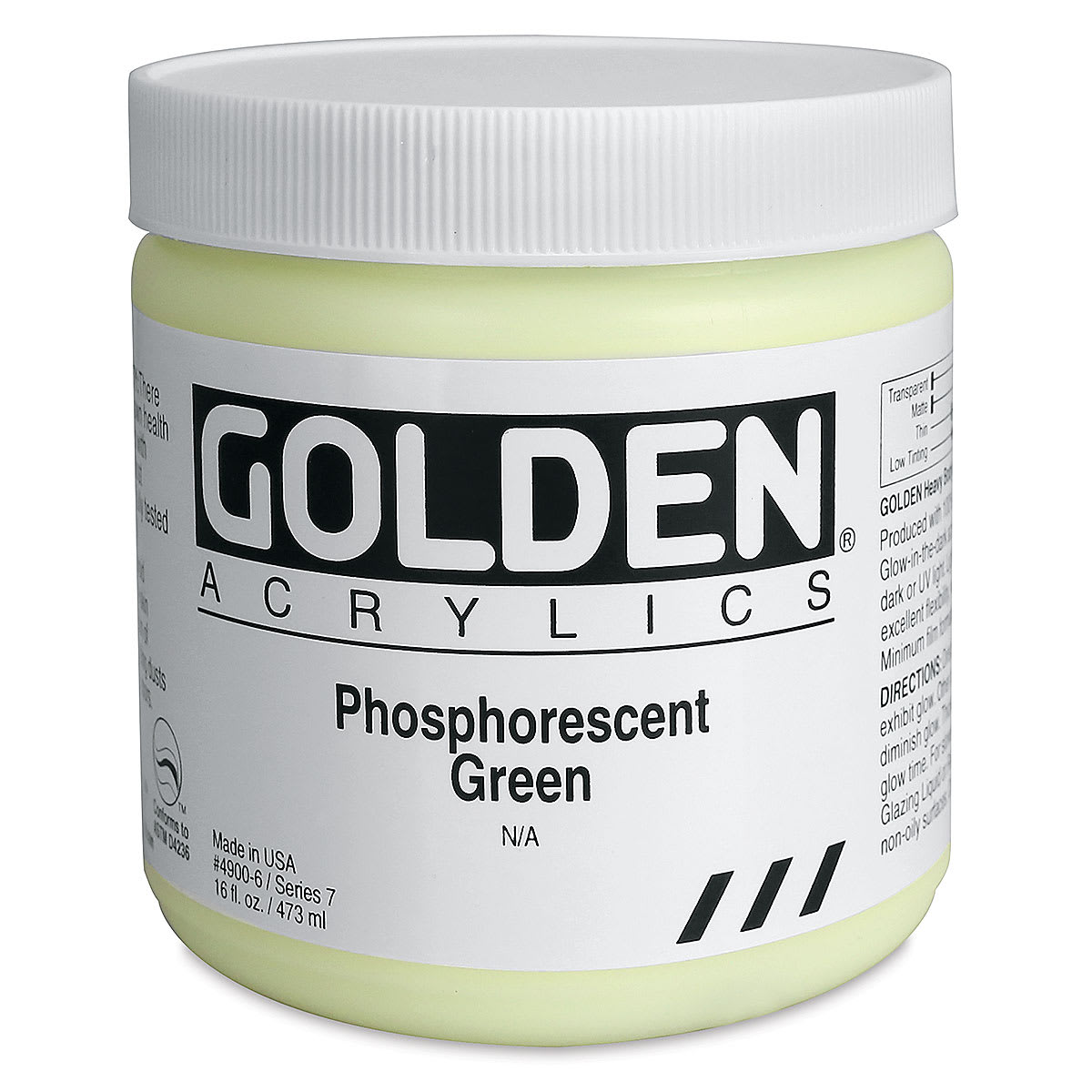 Golden Heavy Body Artist Acrylics - Phosphorescent Green, 16 oz jar