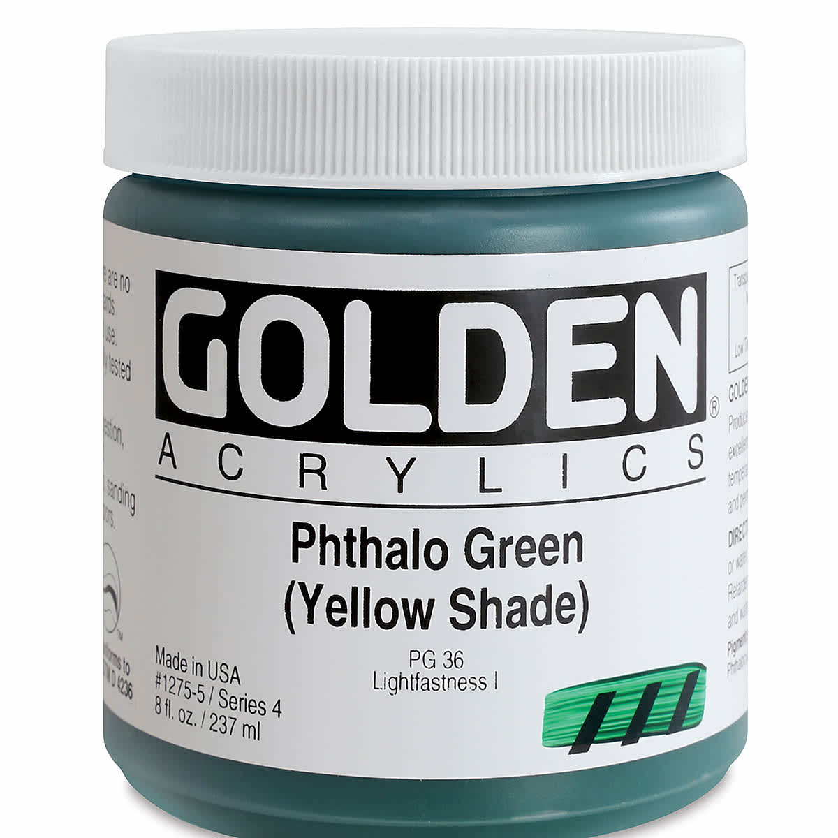 Golden Heavy Body Artist Acrylics - Phthalo Green (Yellow Shade), 8 oz Jar