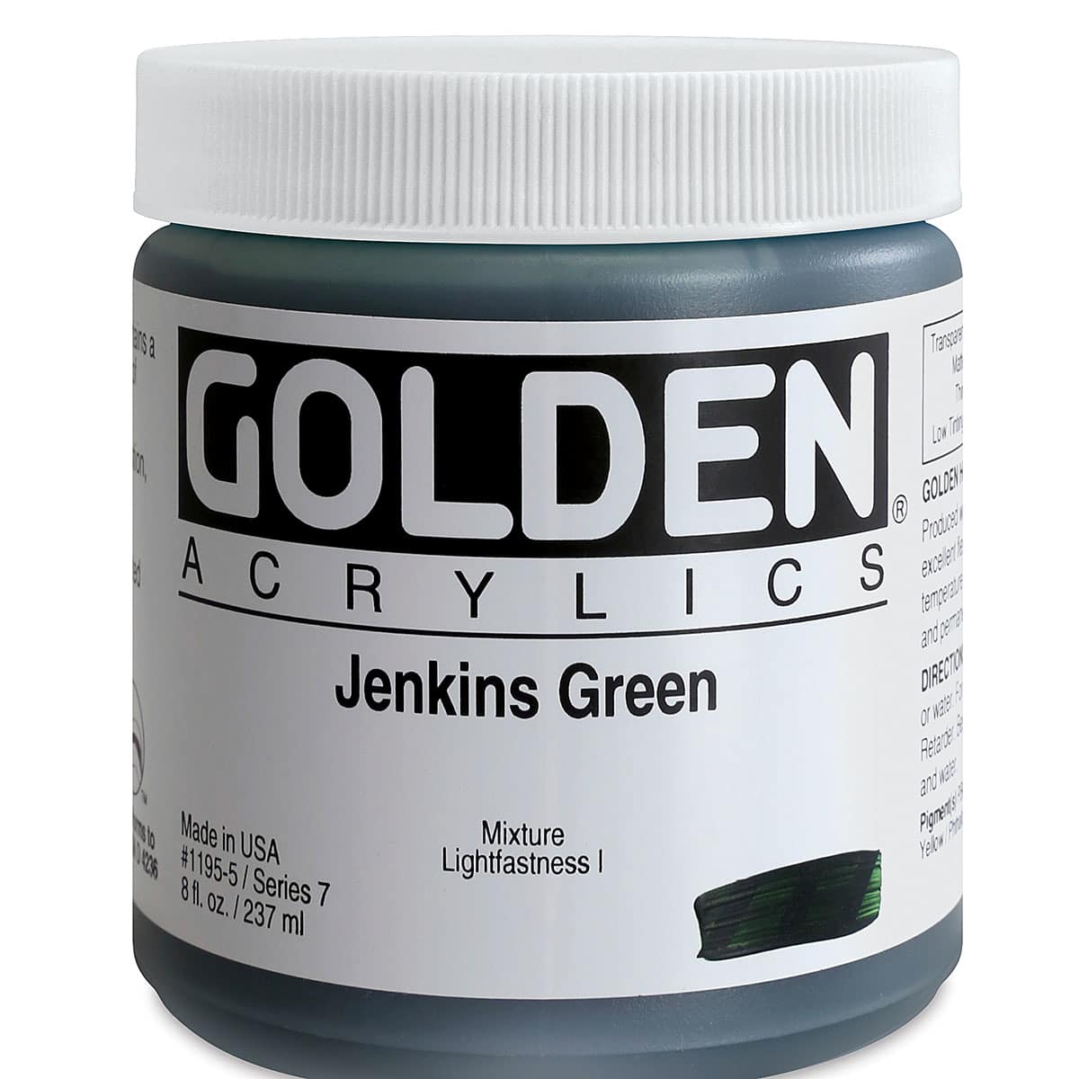Golden Heavy Body Artist Acrylics - Jenkins Green, 8 oz jar