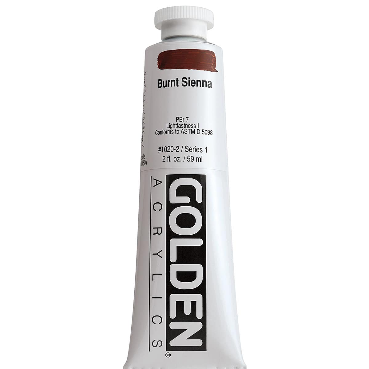 Golden Heavy Body Artist Acrylics - Burnt Sienna, 2 oz Tube