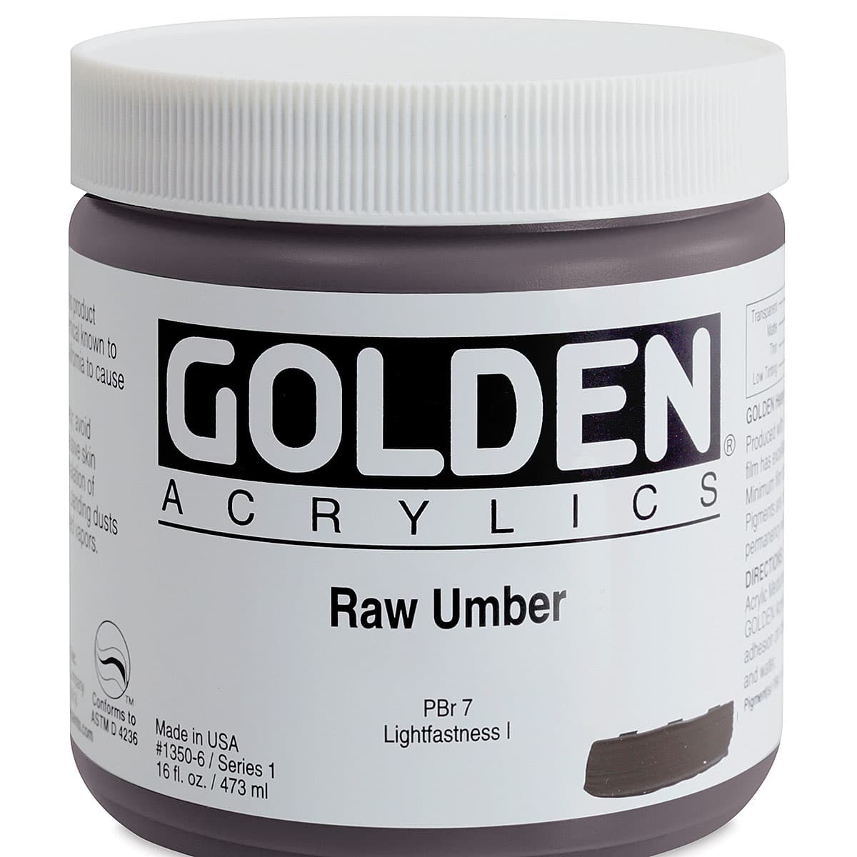 Golden Heavy Body Artist Acrylics - Raw Umber, 16 oz Jar