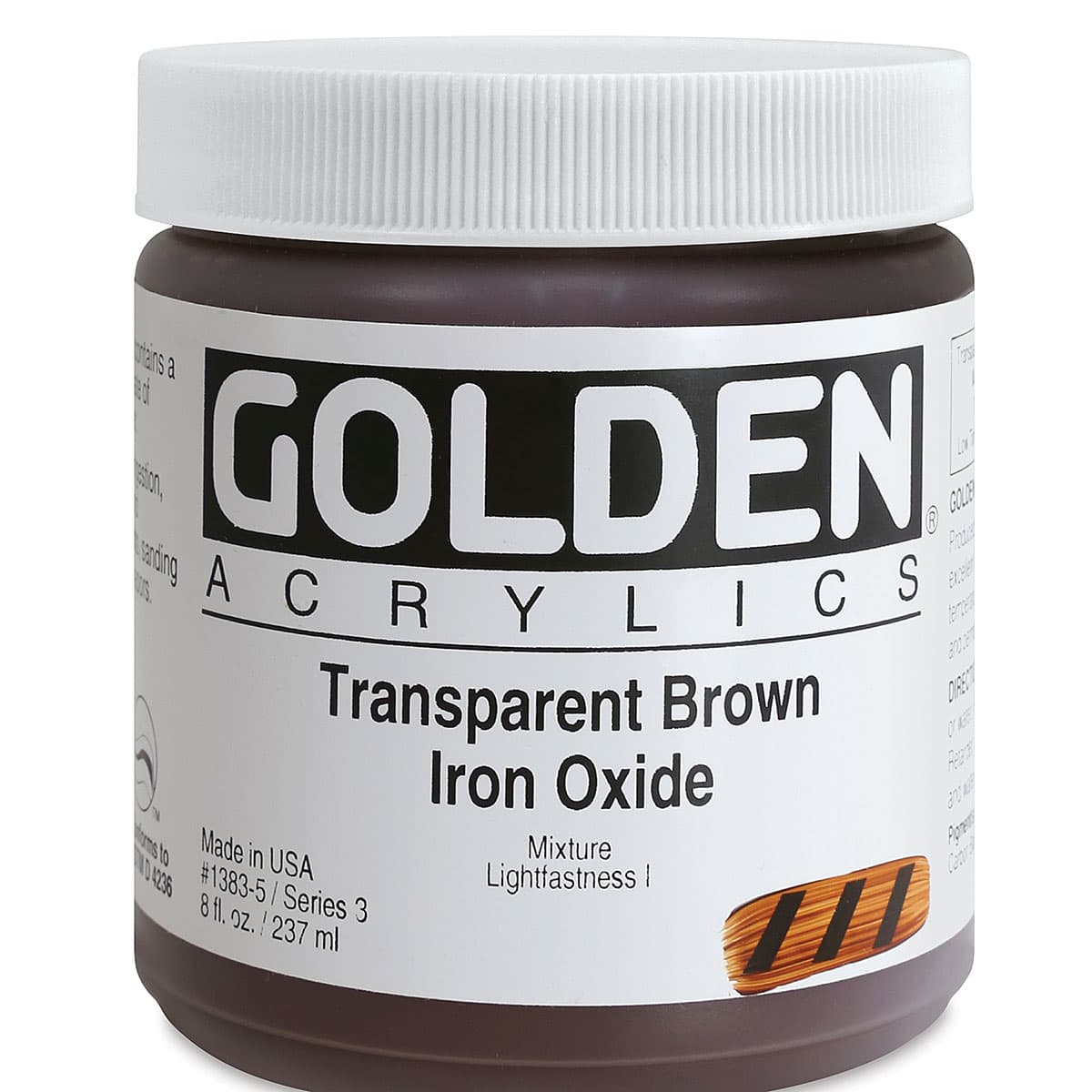 Golden Heavy Body Artist Acrylics - Transparent Brown Iron Oxide, 8 oz Jar