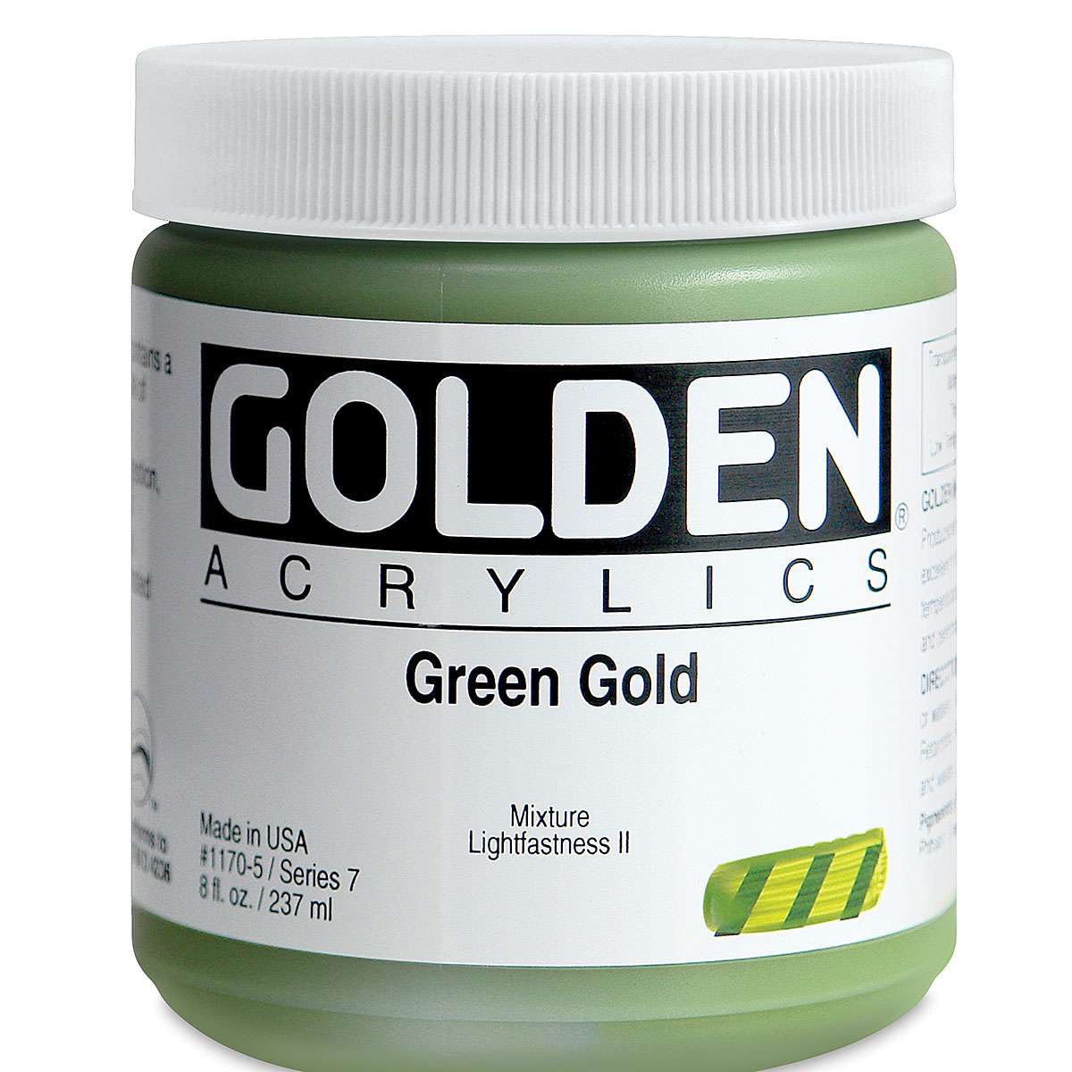 Golden Heavy Body Artist Acrylics - Green Gold, 8 oz Jar