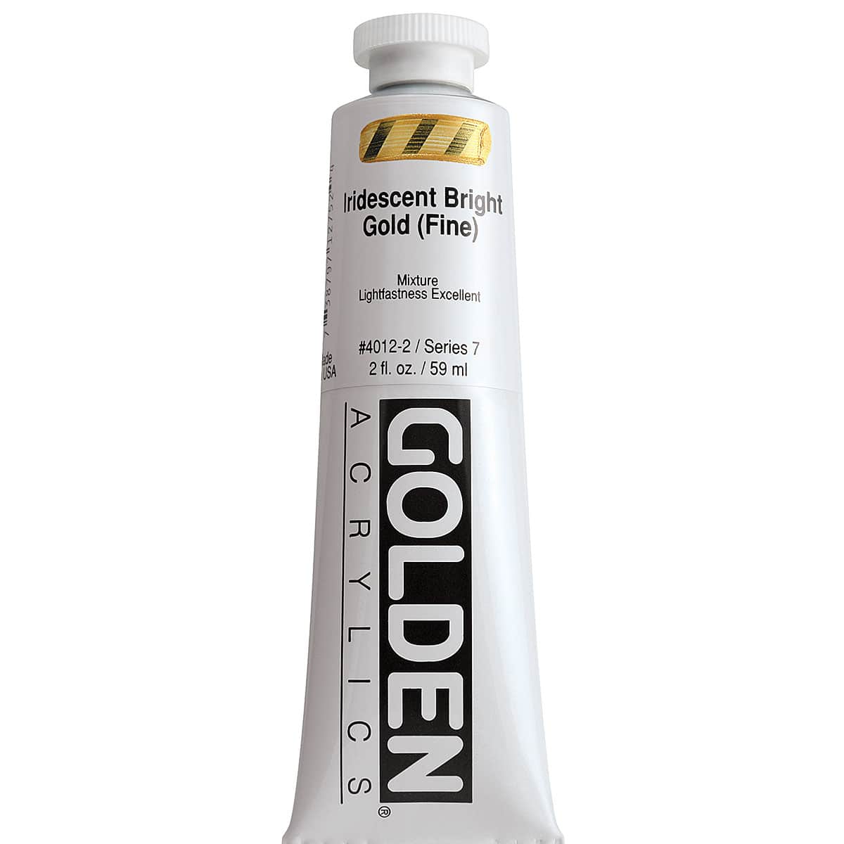 Golden Heavy Body Artist Acrylics - Iridescent Bright Gold (Fine)(65), 2 oz Tube