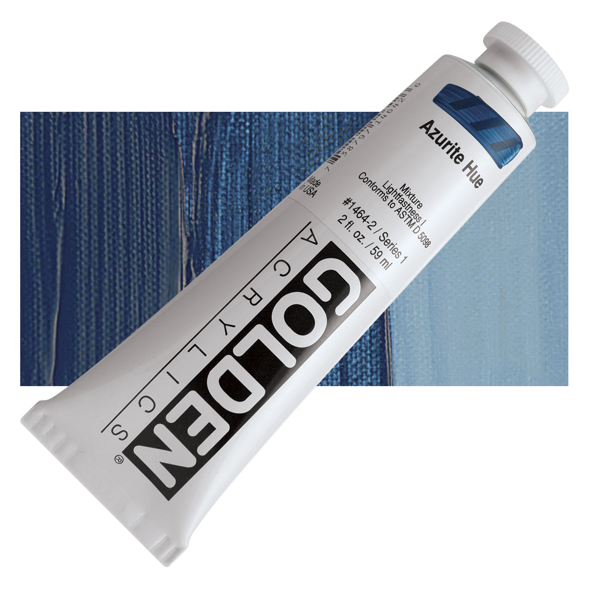 Golden Heavy Body Artist Acrylic - Azurite Hue, 2 oz Tube and swatch