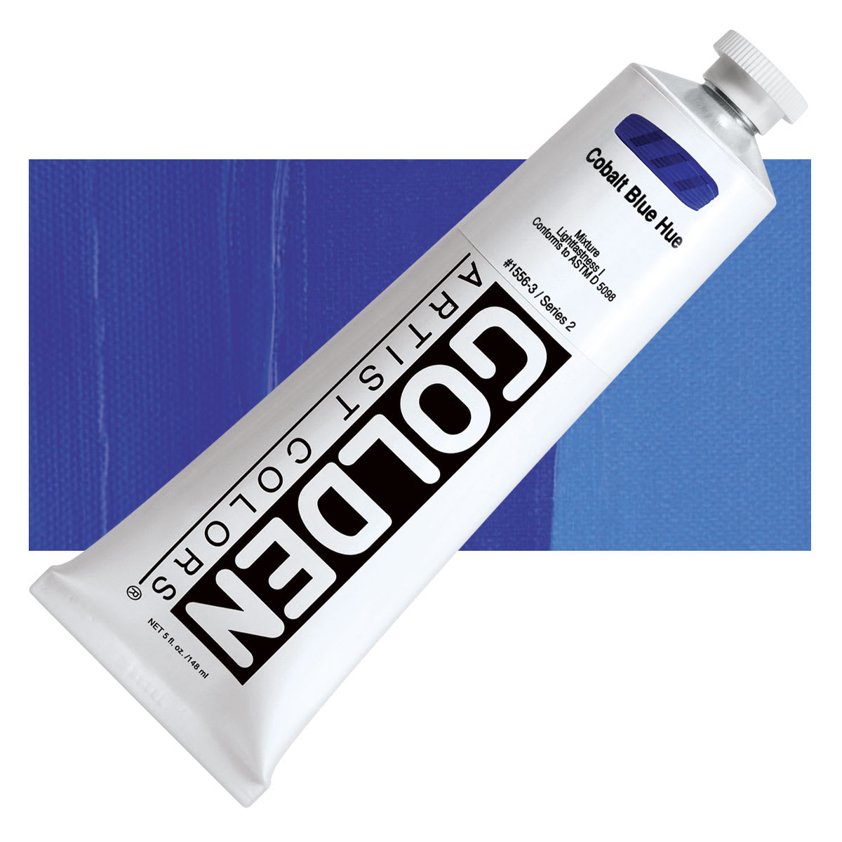 Golden Heavy Body Artist Acrylic - Cobalt Blue Hue, 5 oz Tube and swatch