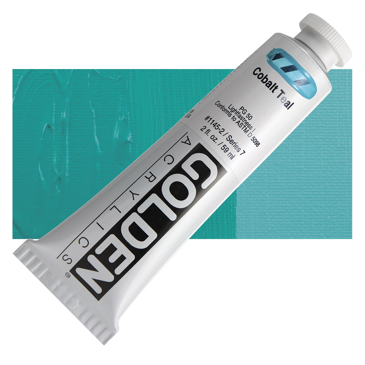 Golden Heavy Body Artist Acrylic - Cobalt Teal, 2 oz and swatch