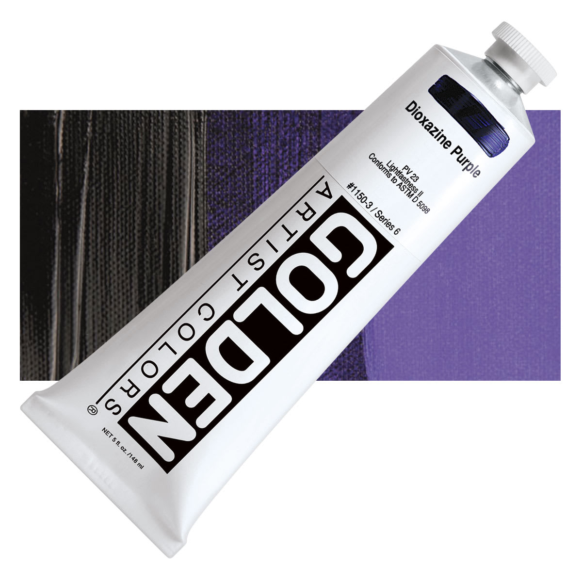 Golden Heavy Body Artist Acrylic - Dioxazine Purple, 5 oz Tube and swatch