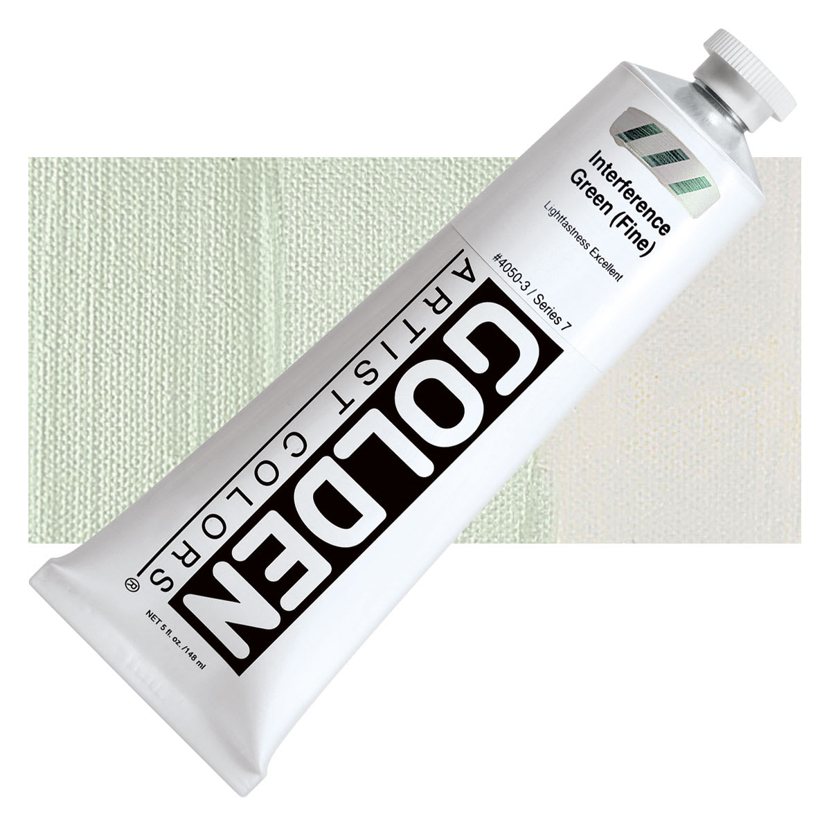 Golden Heavy Body Artist Acrylic - Interference Green (Fine), 5 oz tube and swatch