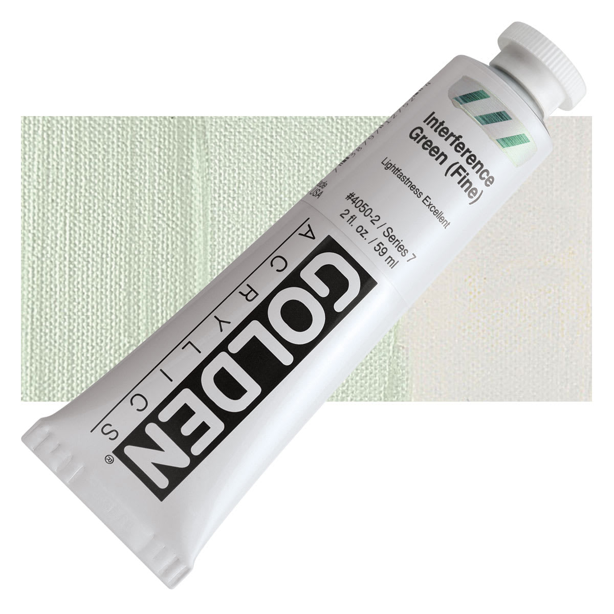 Golden Heavy Body Artist Acrylic - Interference Green (Fine), 2 oz Tube and swatch