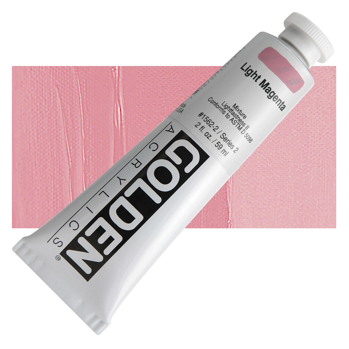 Golden Heavy Body Artist Acrylic - Light Magenta, 2 oz Tube and swatch