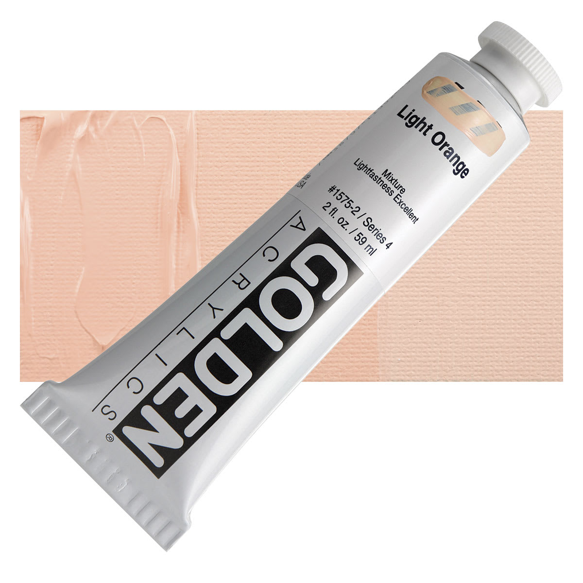 Golden Heavy Body Artist Acrylic - Light Orange, 2 oz and swatch