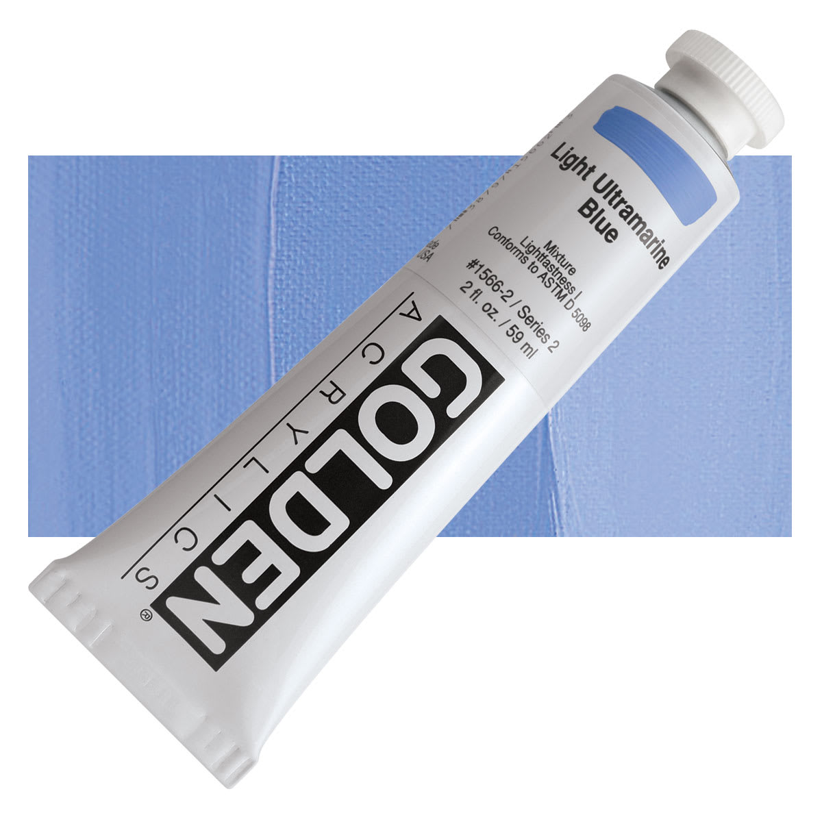 Golden Heavy Body Artist Acrylic - Light Ultramarine Blue, 2 oz Tube and swatch