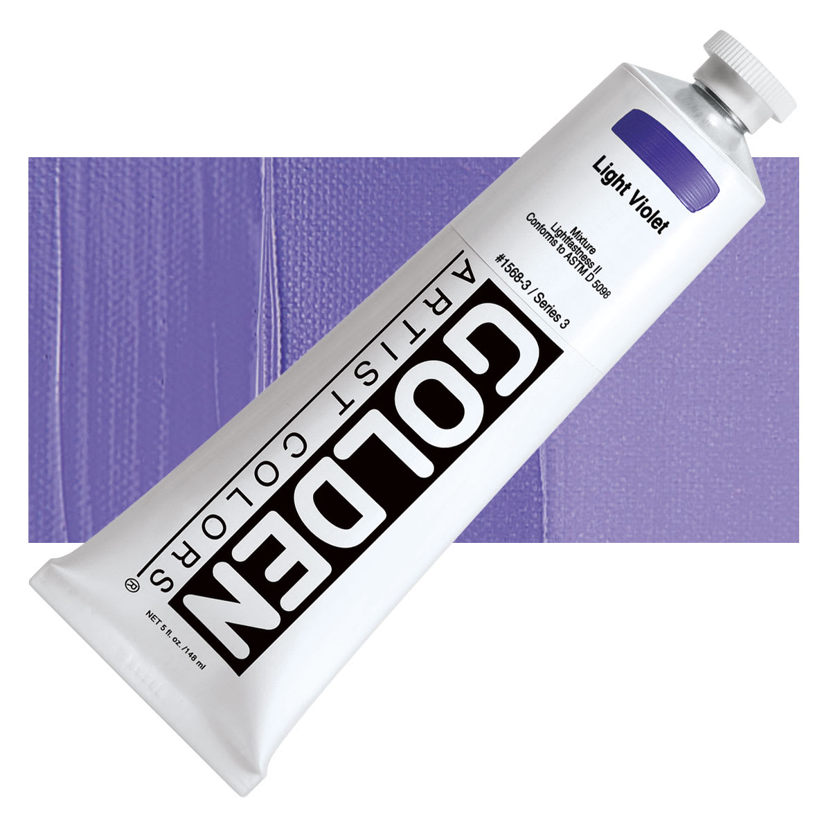 Golden Heavy Body Artist Acrylic - Light Violet, 5 oz tube and swatch