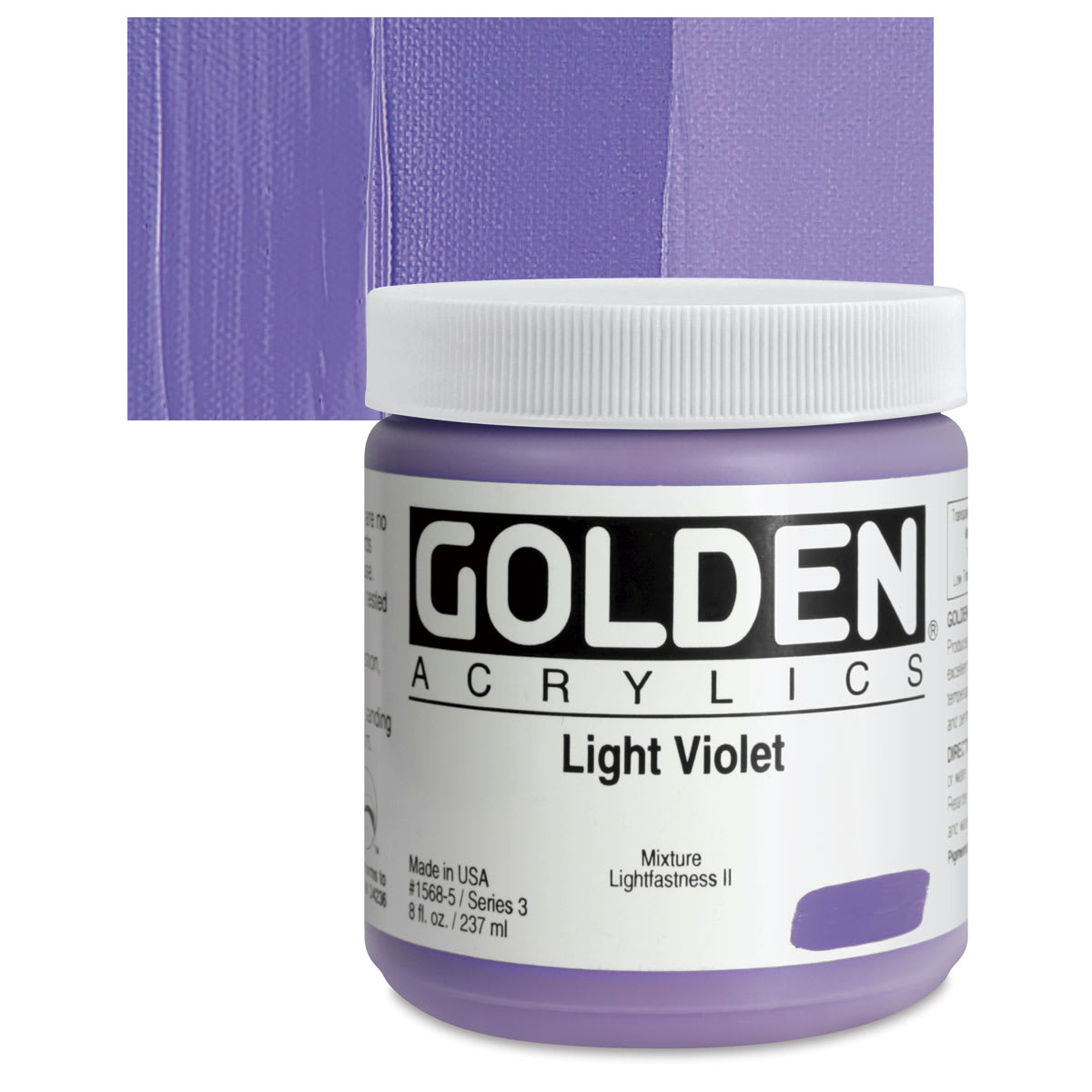 Golden Heavy Body Artist Acrylic - Light Violet, 8 oz Jar and swatch