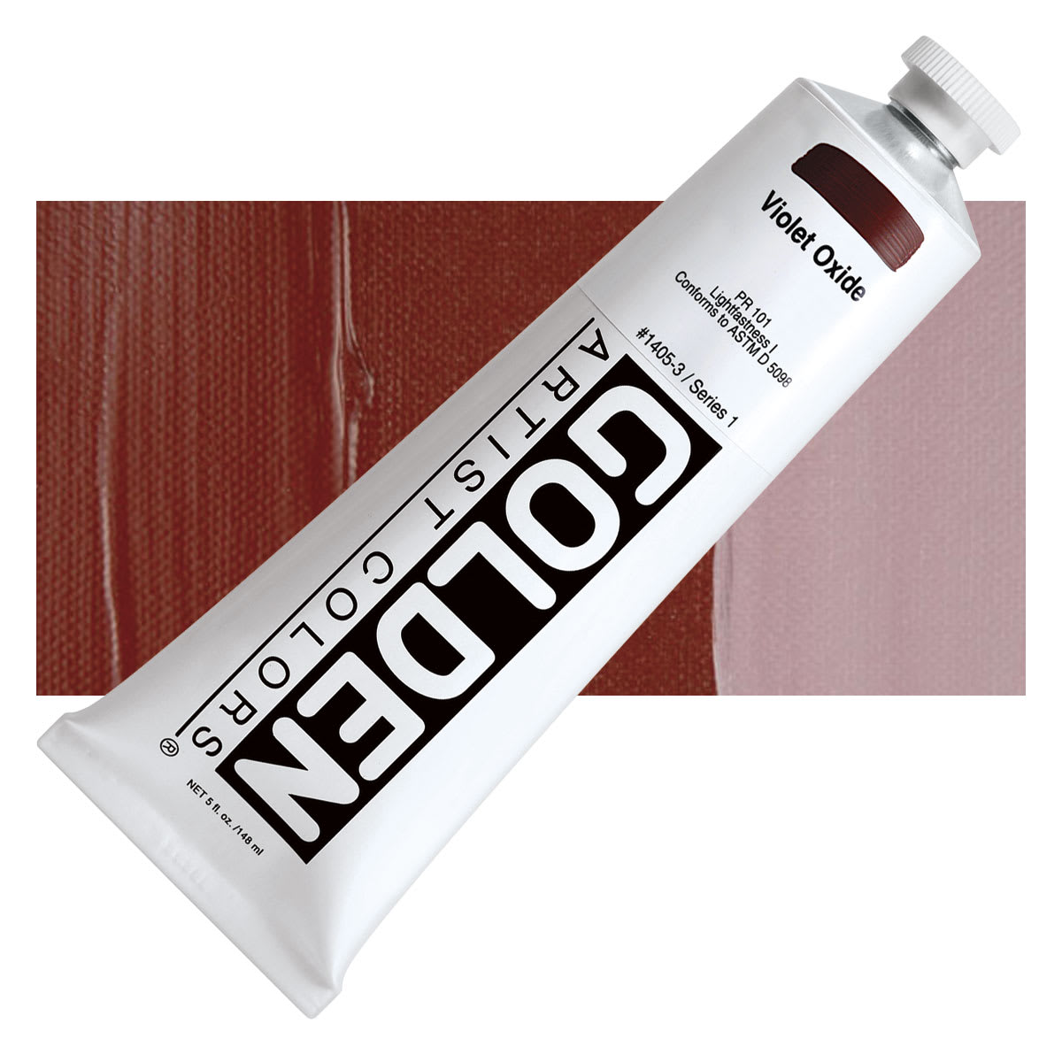 Golden Heavy Body Artist Acrylic - Violet Oxide, 5 oz tube and swatch