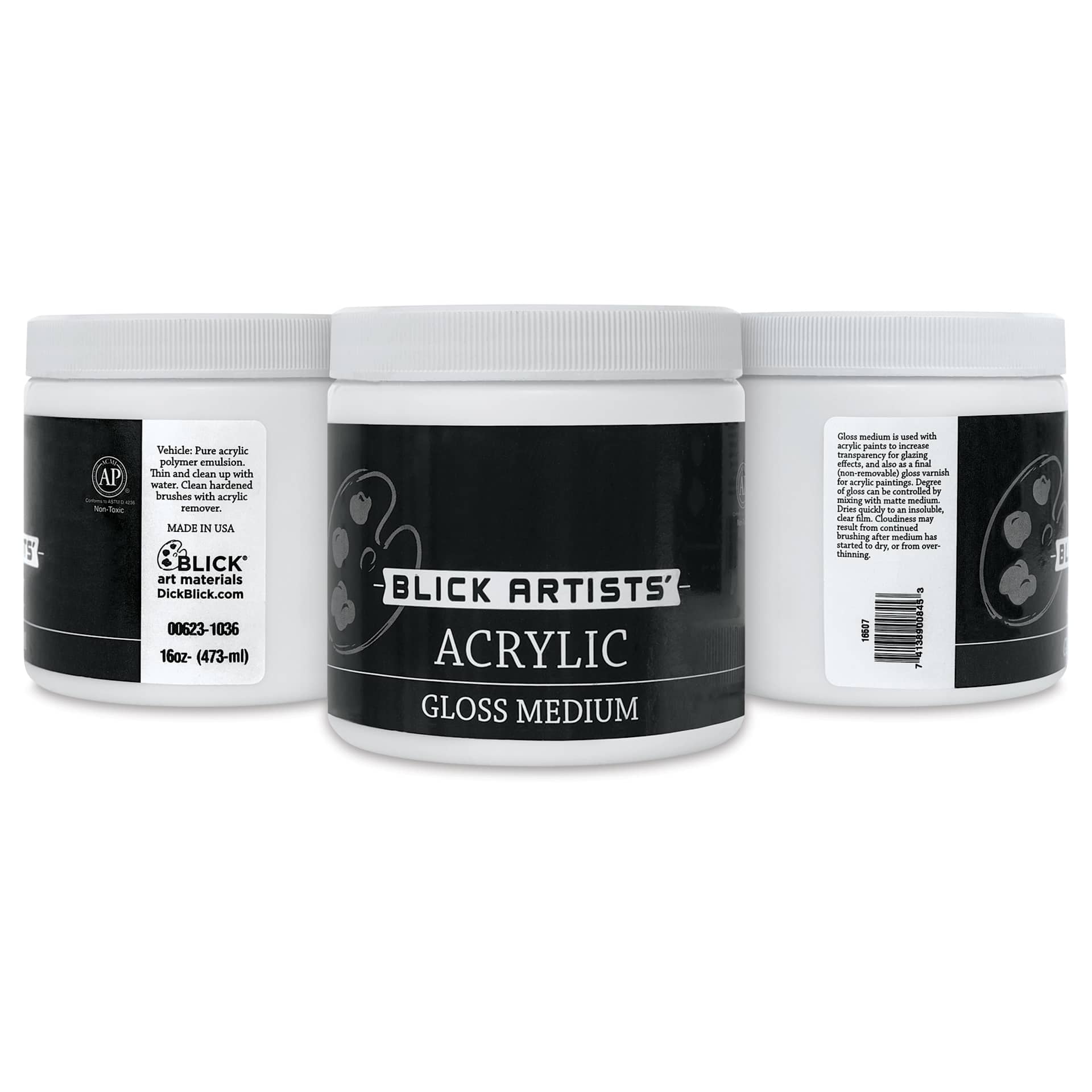 Blick Artists' Acrylic Mediums, 16 oz Gloss Medium label Blick Artists' Acrylic Mediums, 16 oz Gloss Medium label