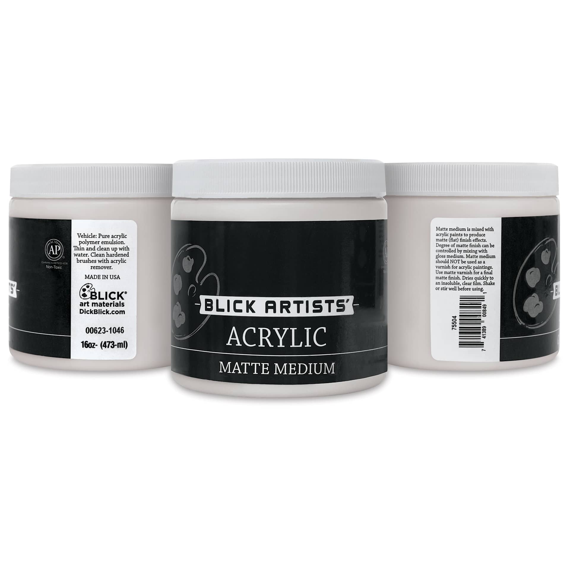 Blick Artists' Acrylic Mediums, 16 oz Matte Medium label Blick Artists' Acrylic Mediums, 16 oz Matte Medium label