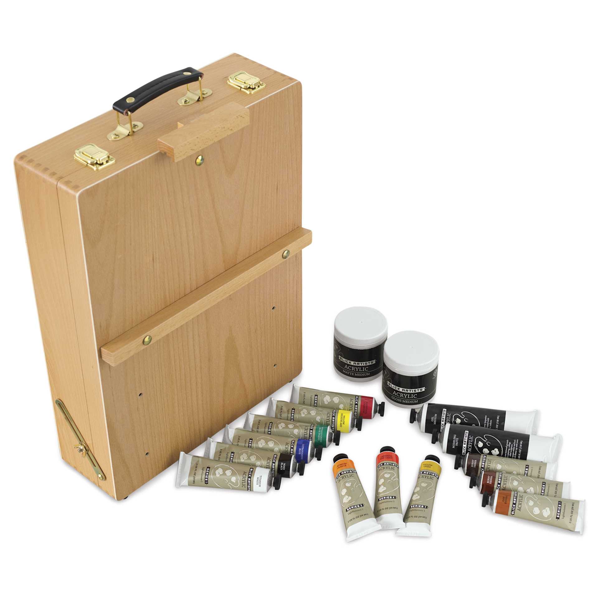 Blick Artists' Acrylic Set - Easel Set, Natural, contents