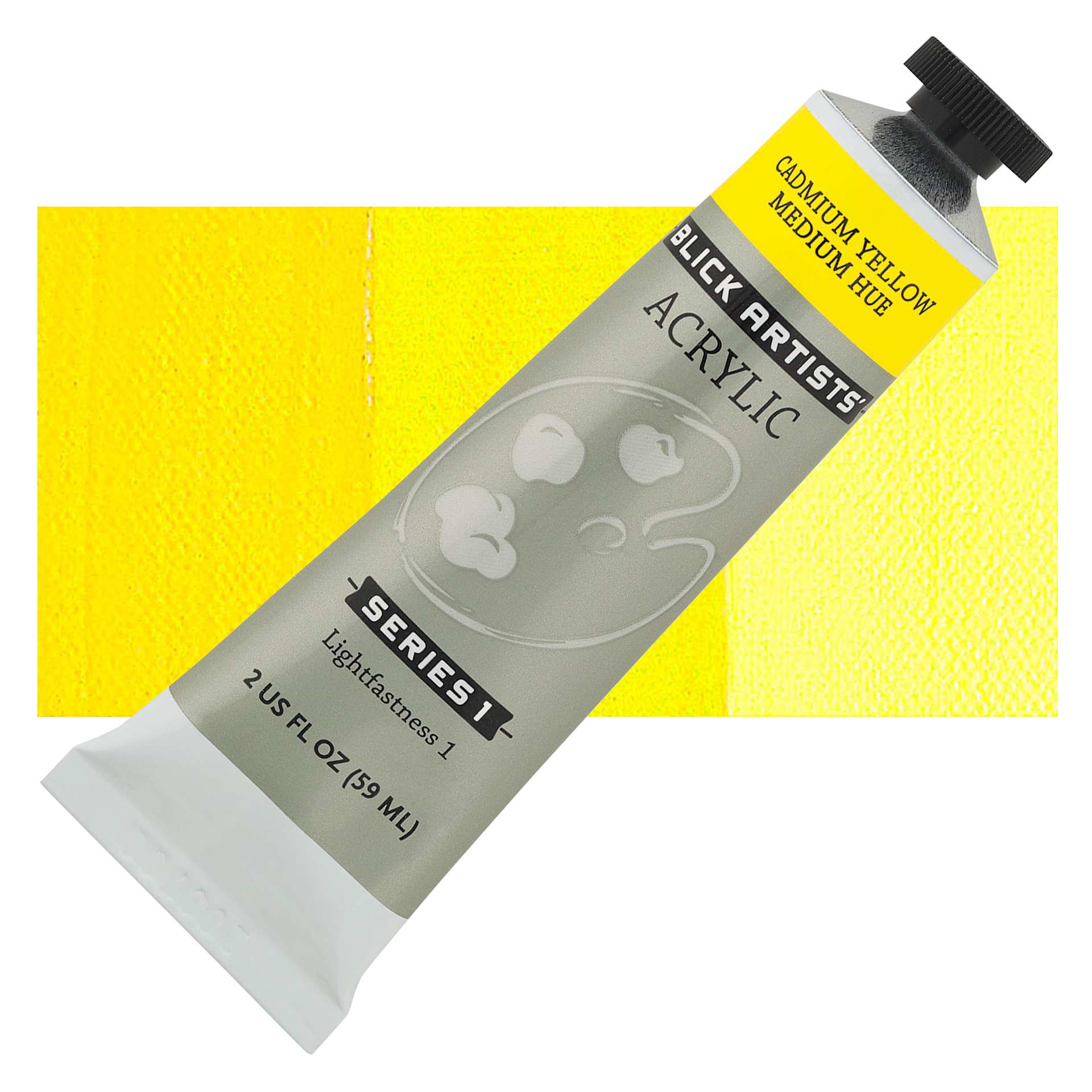 Blick Artists' Acrylic - Cadmium Yellow Medium Hue, 2 oz tube and swatch