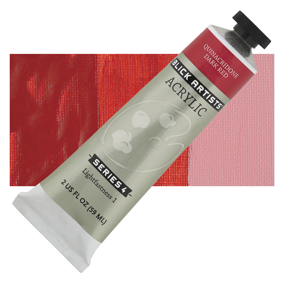 Blick Artists' Acrylic - Quinacridone Dark Red, 2 oz tube and swatch