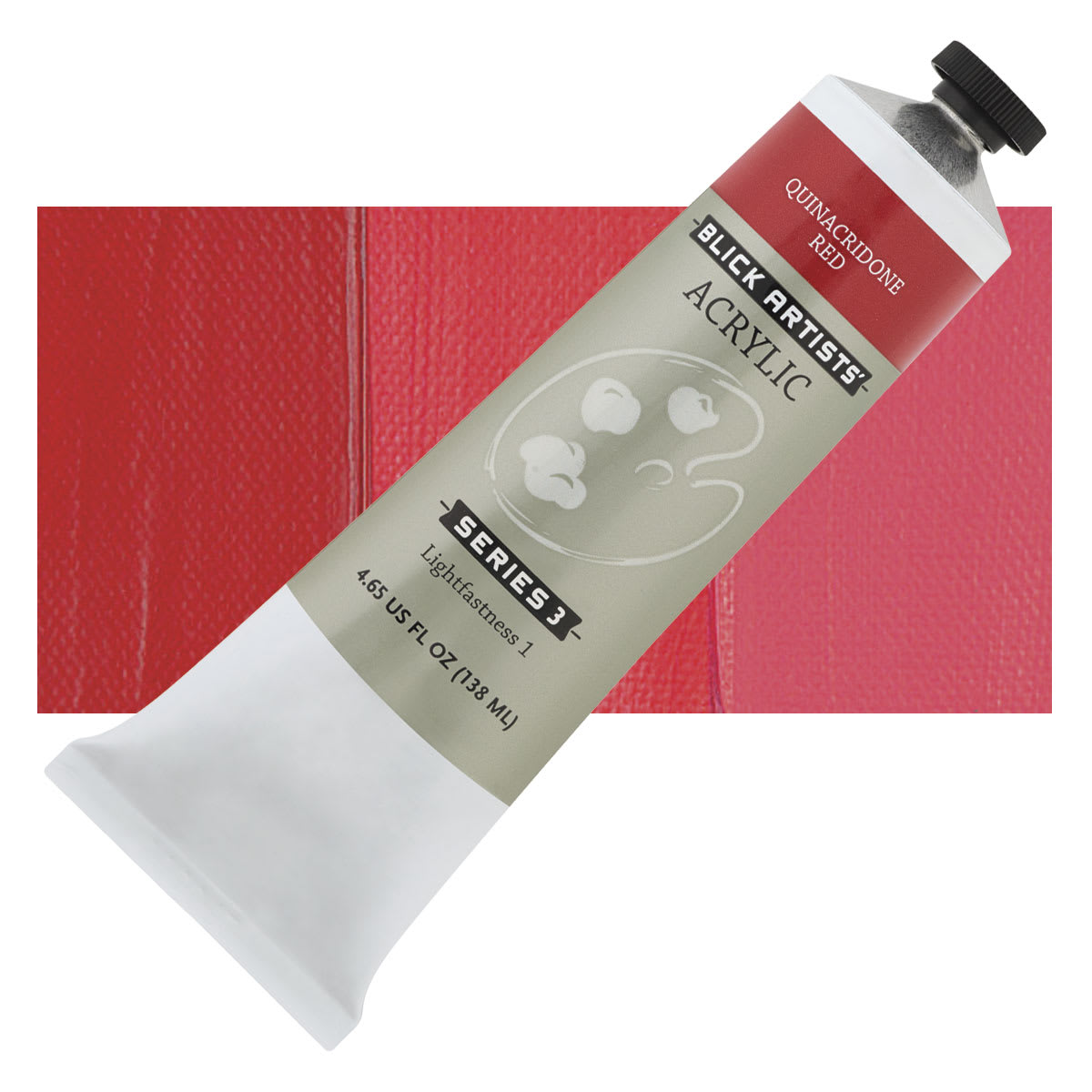 Blick Artists' Acrylic - Quinacridone Red, 4.65 oz tube and swatch