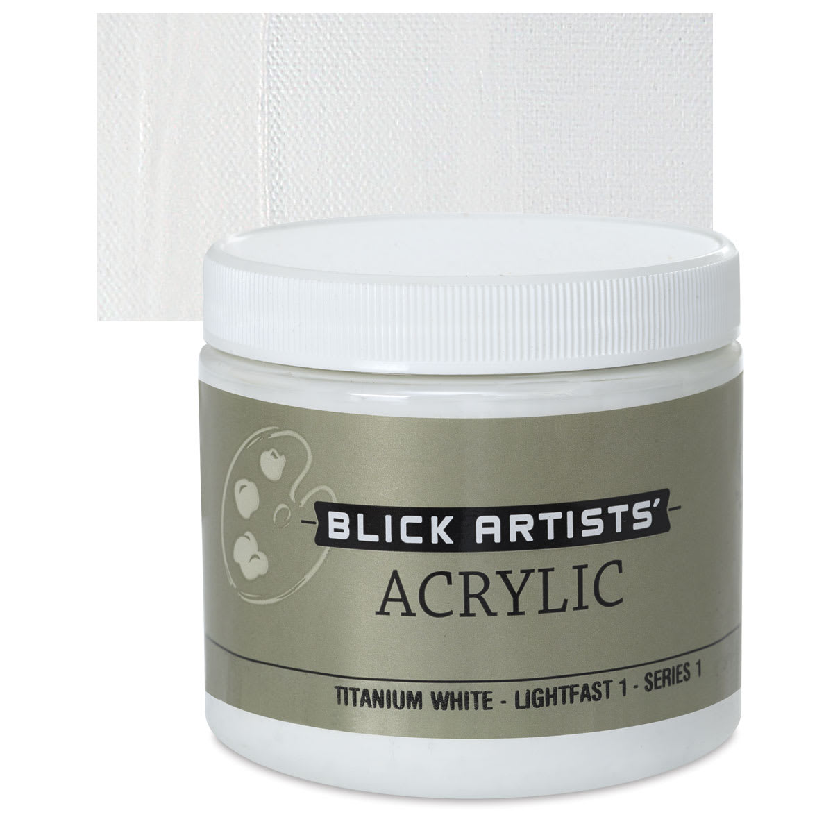 Blick Artists' Acrylic - Titanium White, 16 oz jar and swatch