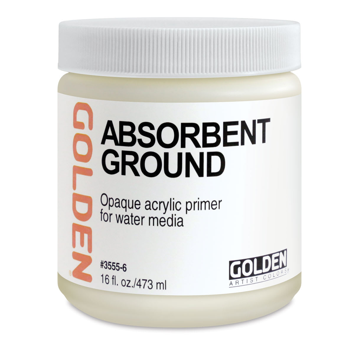 Golden Absorbent Ground - Front of 16 oz jar shown Golden Absorbent Ground - Front of 16 oz jar shown