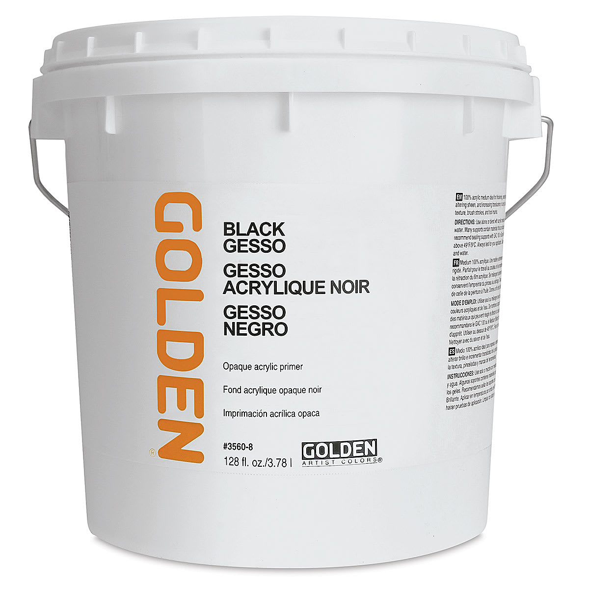 Golden Gesso - Black, 128 oz tub