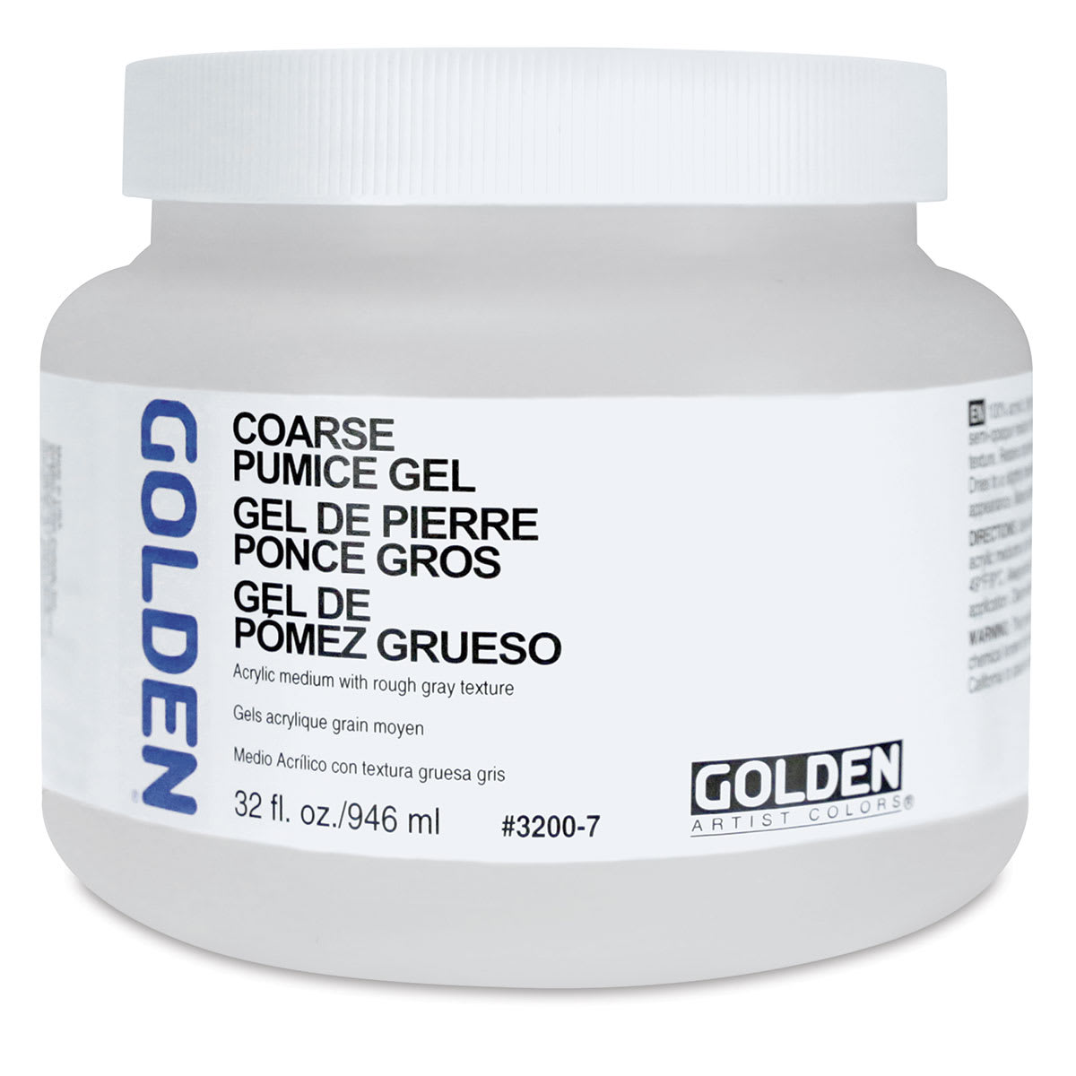 Golden Pumice Gel Medium - Coarse, 32 oz jar Golden Pumice Gel Medium - Coarse, 32 oz jar