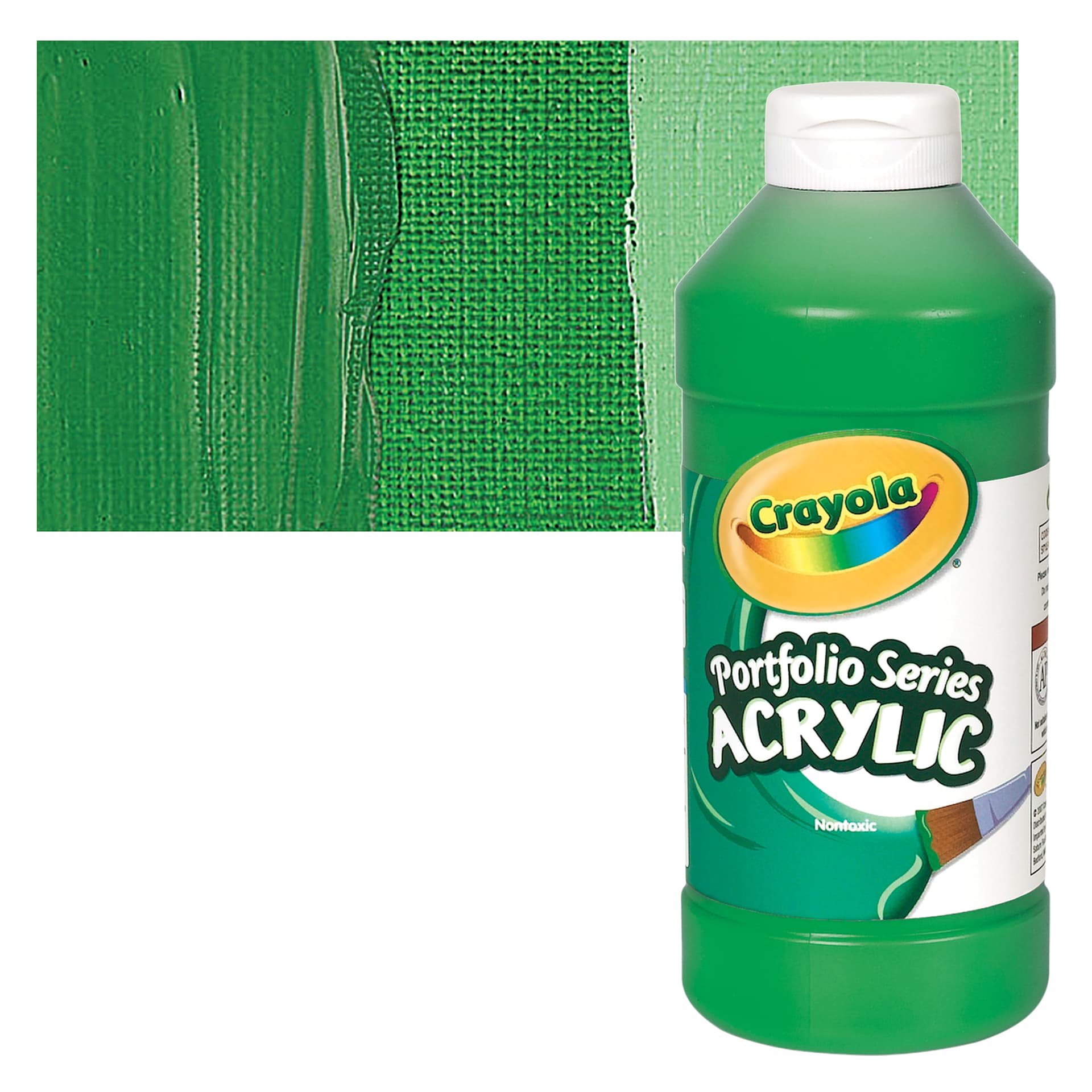 Crayola Portfolio Series Acrylic - Light Green, 16 oz bottle and swatch