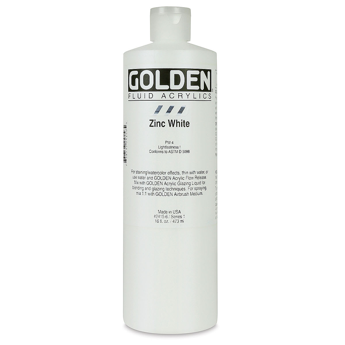 Golden Fluid Acrylics - Zinc White, 16 oz bottle
