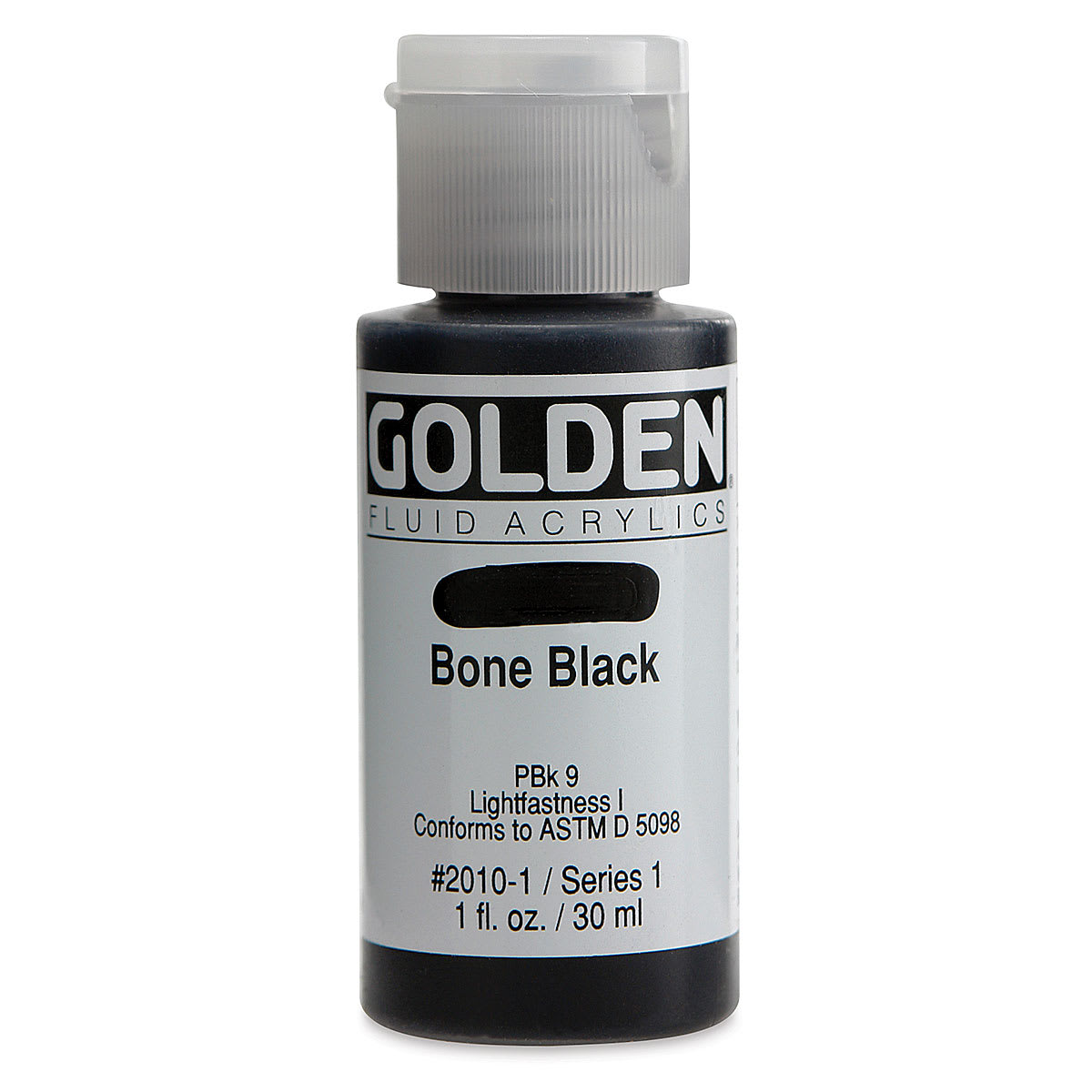 Golden Fluid Acrylics - Bone Black, 1 oz bottle