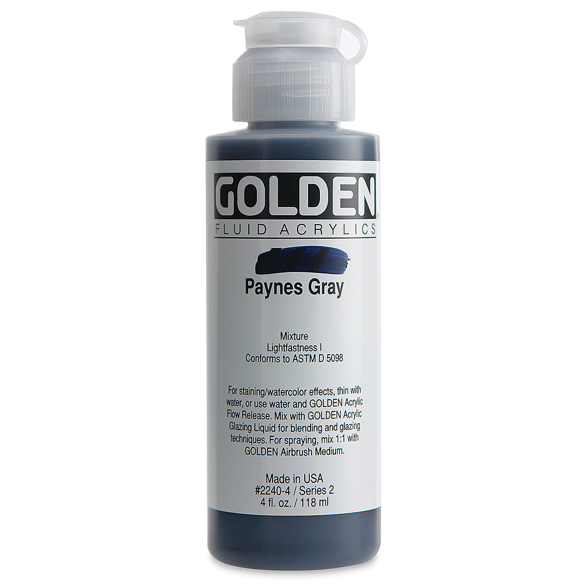 Golden Fluid Acrylics - Payne's Gray, 4 oz bottle
