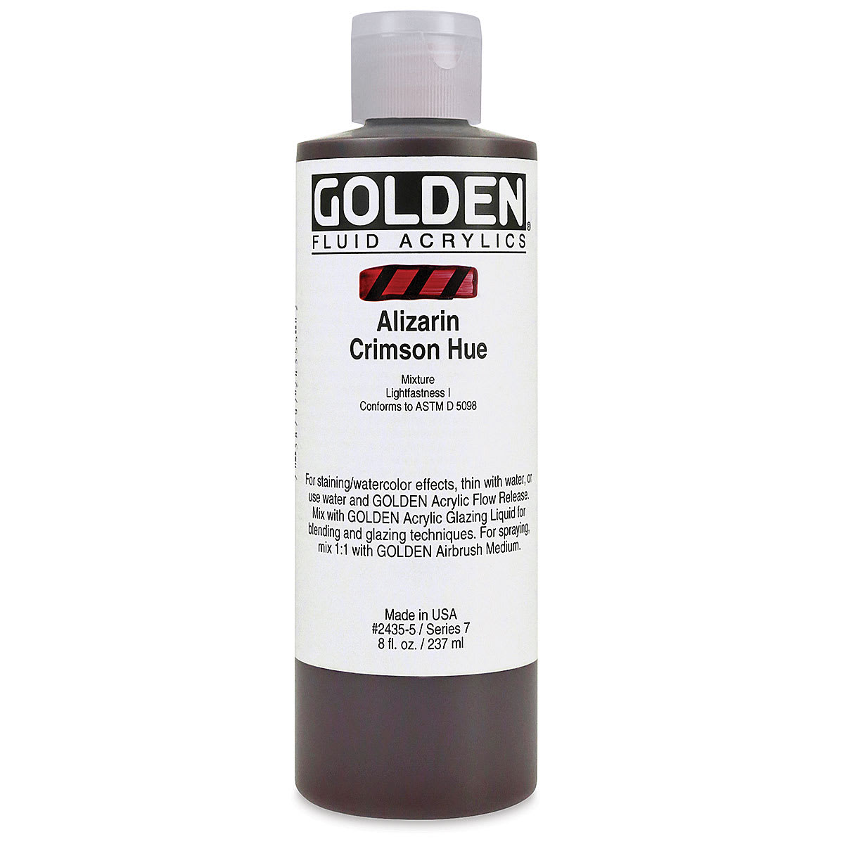Golden Fluid Acrylics - Alizarin Crimson Hue, 8 oz bottle