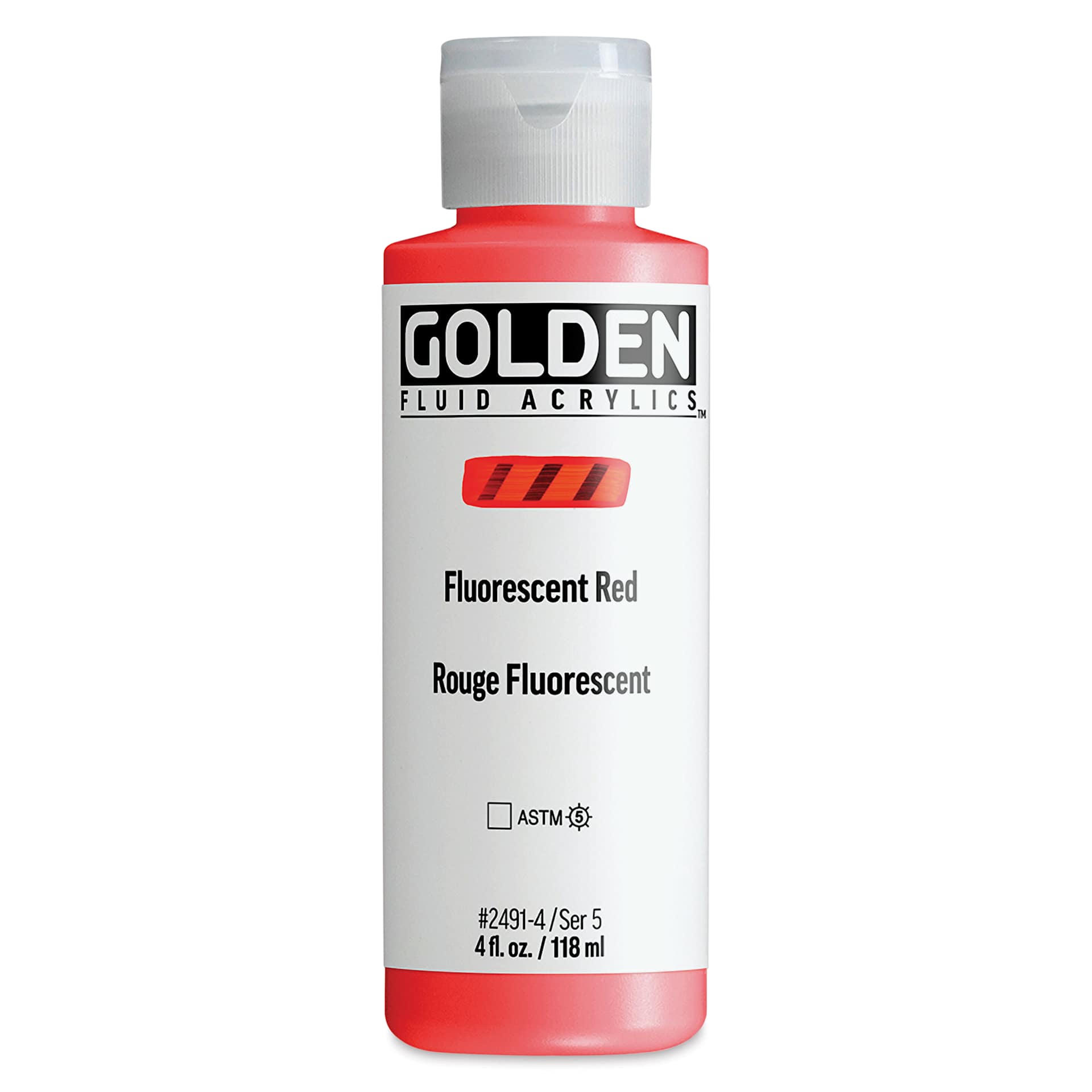 Golden Fluid Acrylic - Fluorescent Red, 4 oz bottle