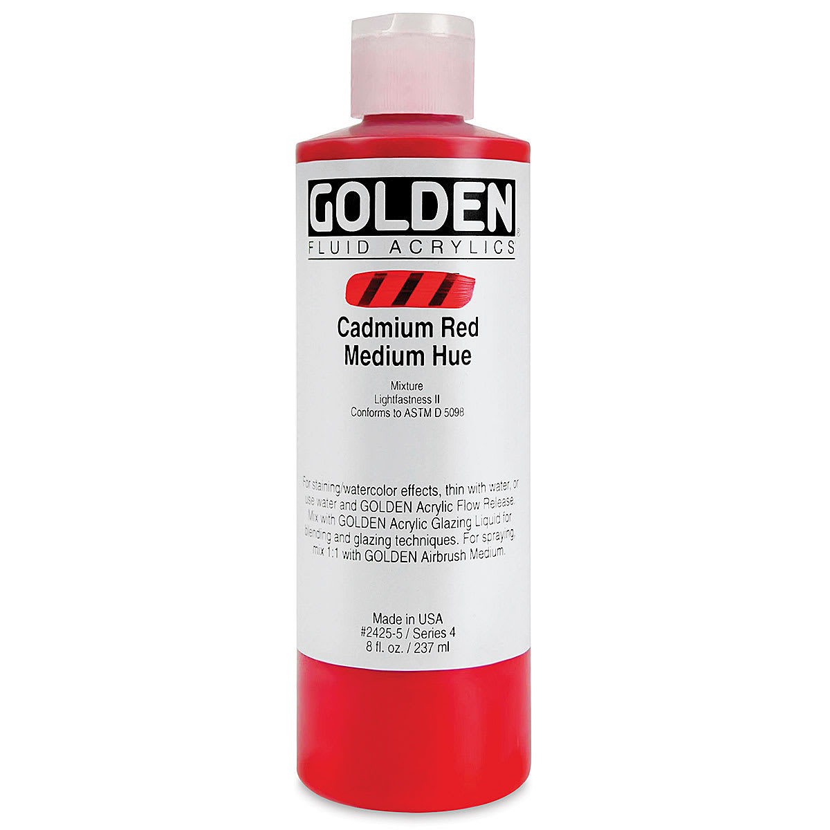 Golden Fluid Acrylics - Cadmium Red Medium Hue, 8 oz bottle